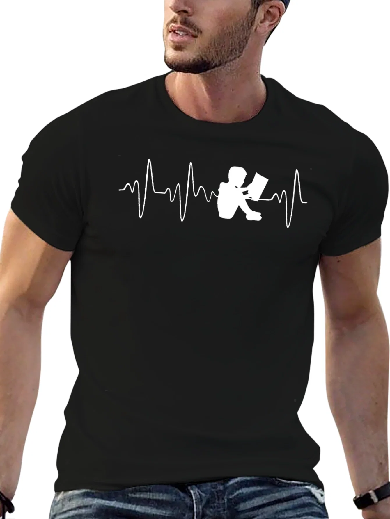 Rebbecca Reading Heartbeat Graphic T-Shirt - Black