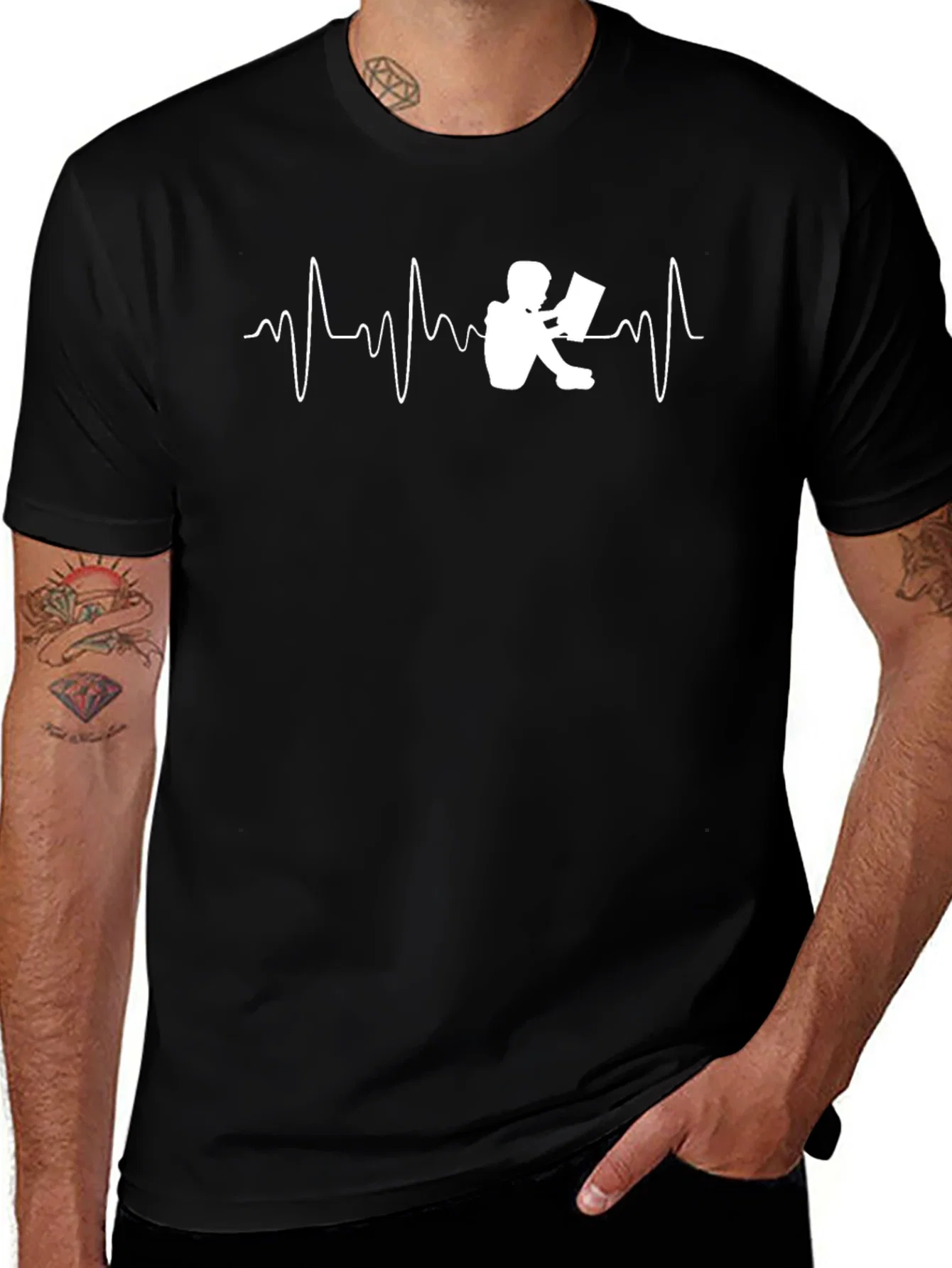Rebbecca Reading Heartbeat Graphic T-Shirt - Black