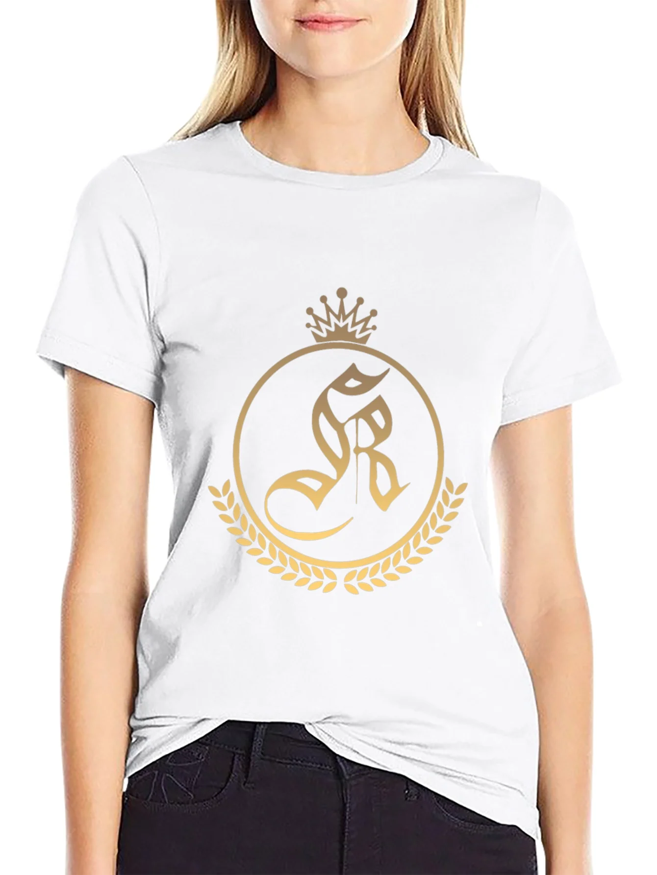 Rebbecca Regal Crest Tee - Black Cotton Blend