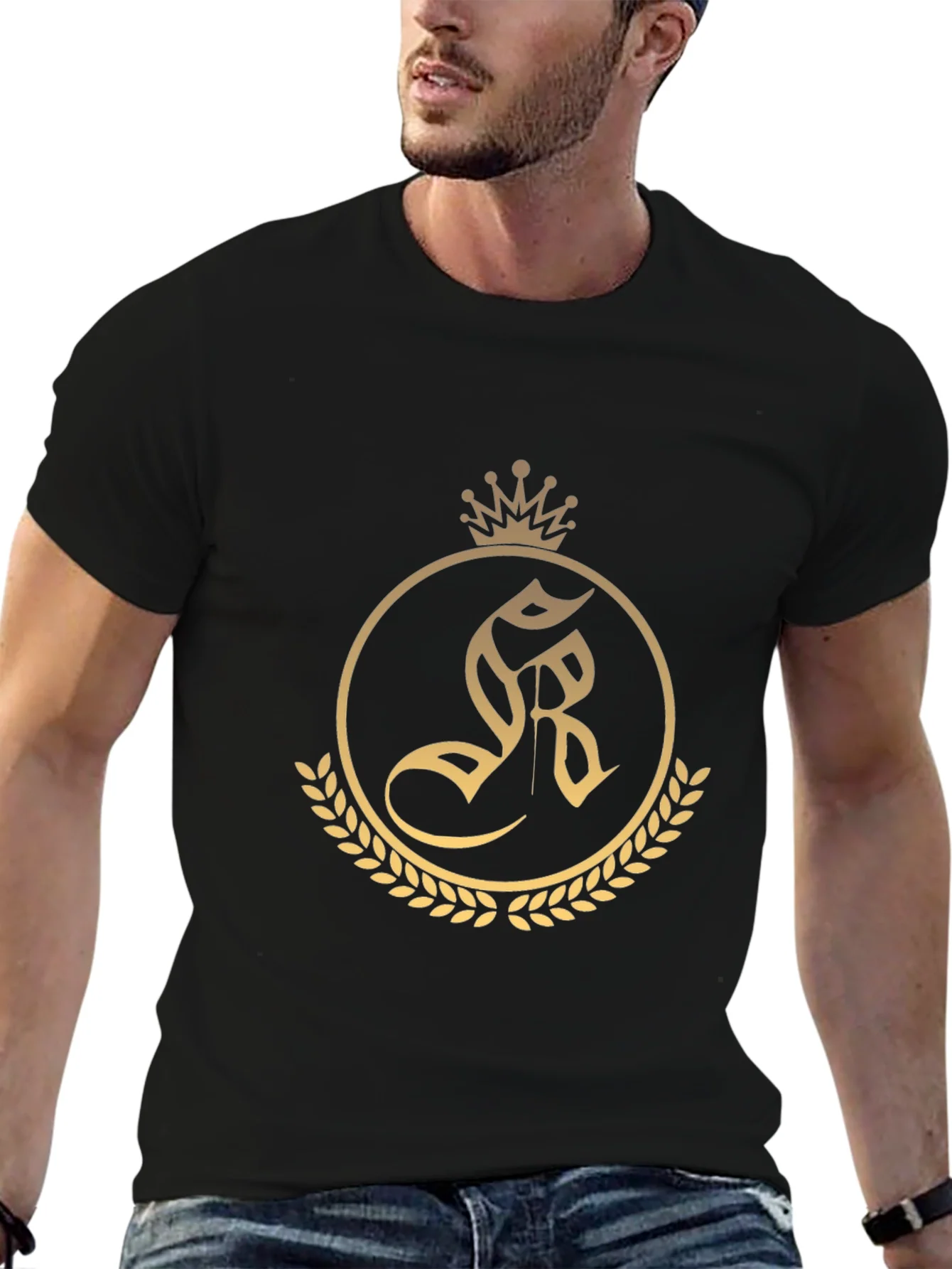 Rebbecca Regal Crest Tee - Black Cotton Blend