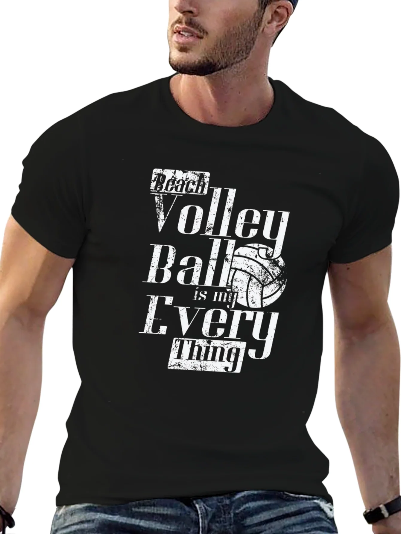 Camiseta Negra de Voleibol de Playa para Hombre