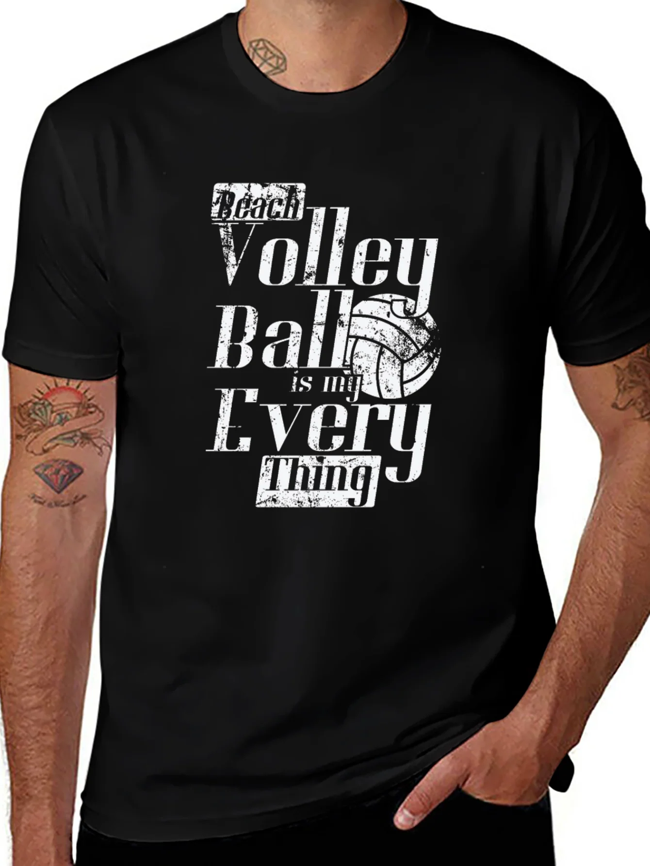 Camiseta Negra de Voleibol de Playa para Hombre