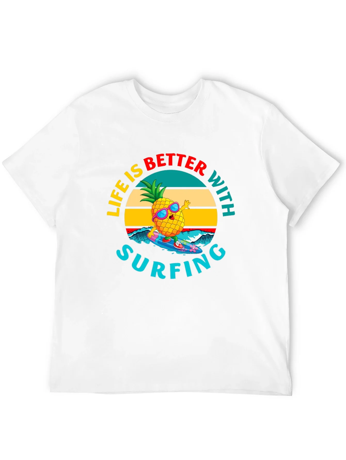 Rebbecca Life is Better with Surfing Pineapple Graphic Tee