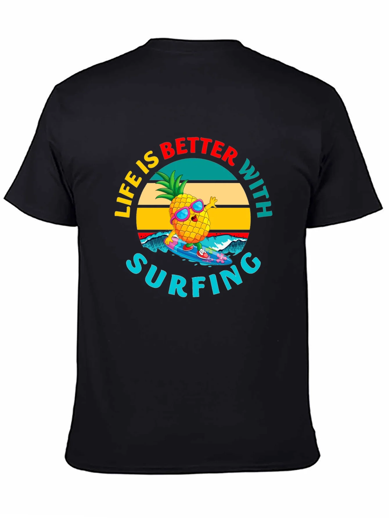 Rebbecca Life is Better with Surfing Pineapple Graphic Tee