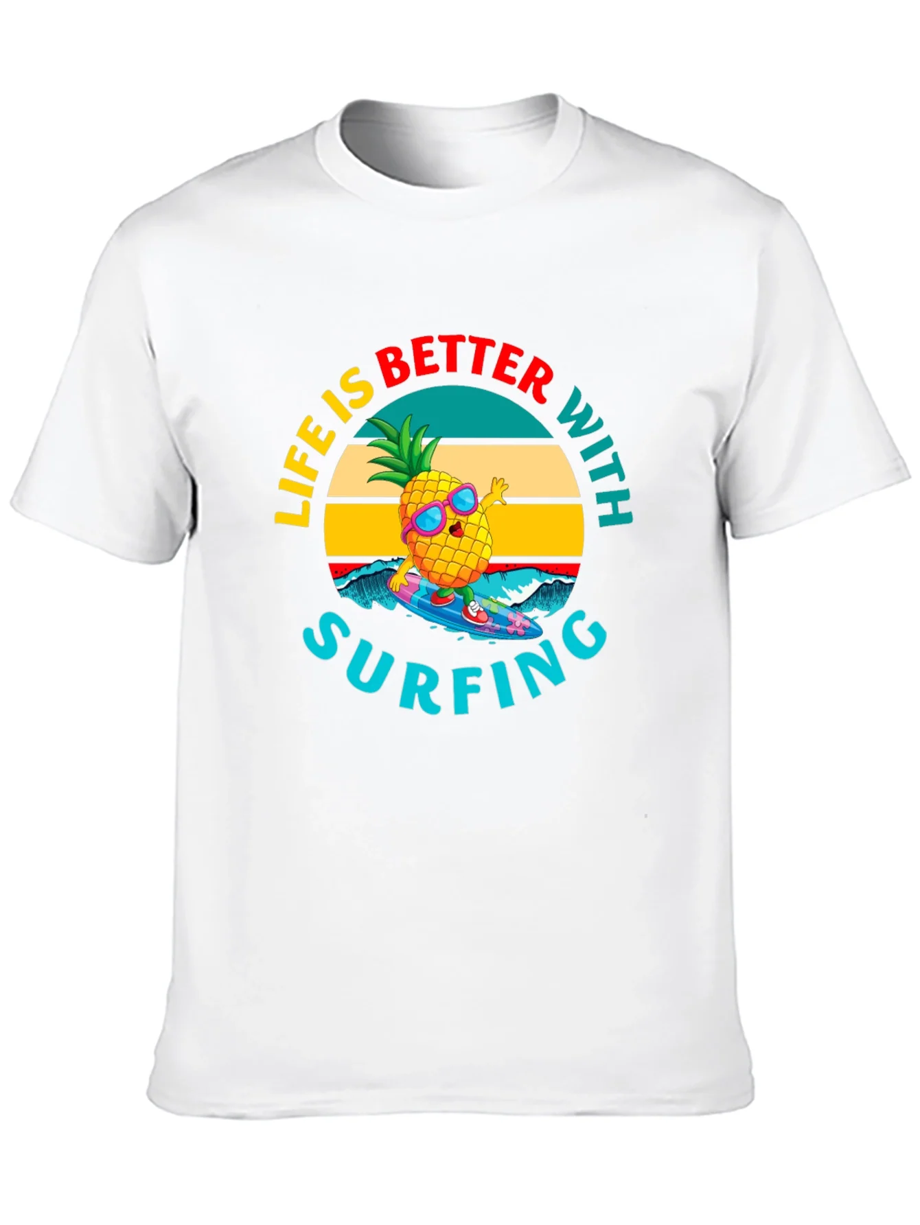 Rebbecca Life is Better with Surfing Pineapple Graphic Tee