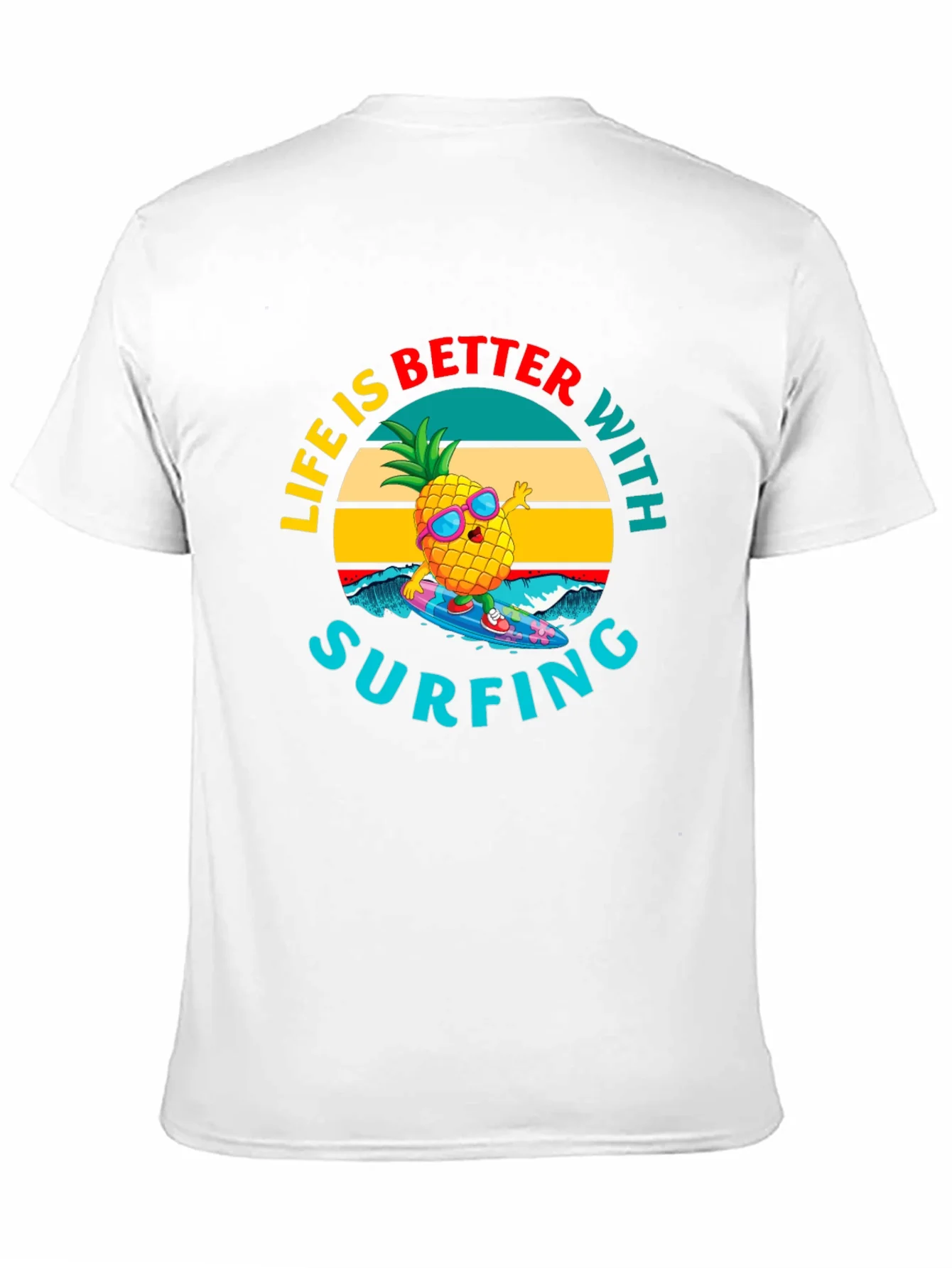 Rebbecca Life is Better with Surfing Pineapple Graphic Tee