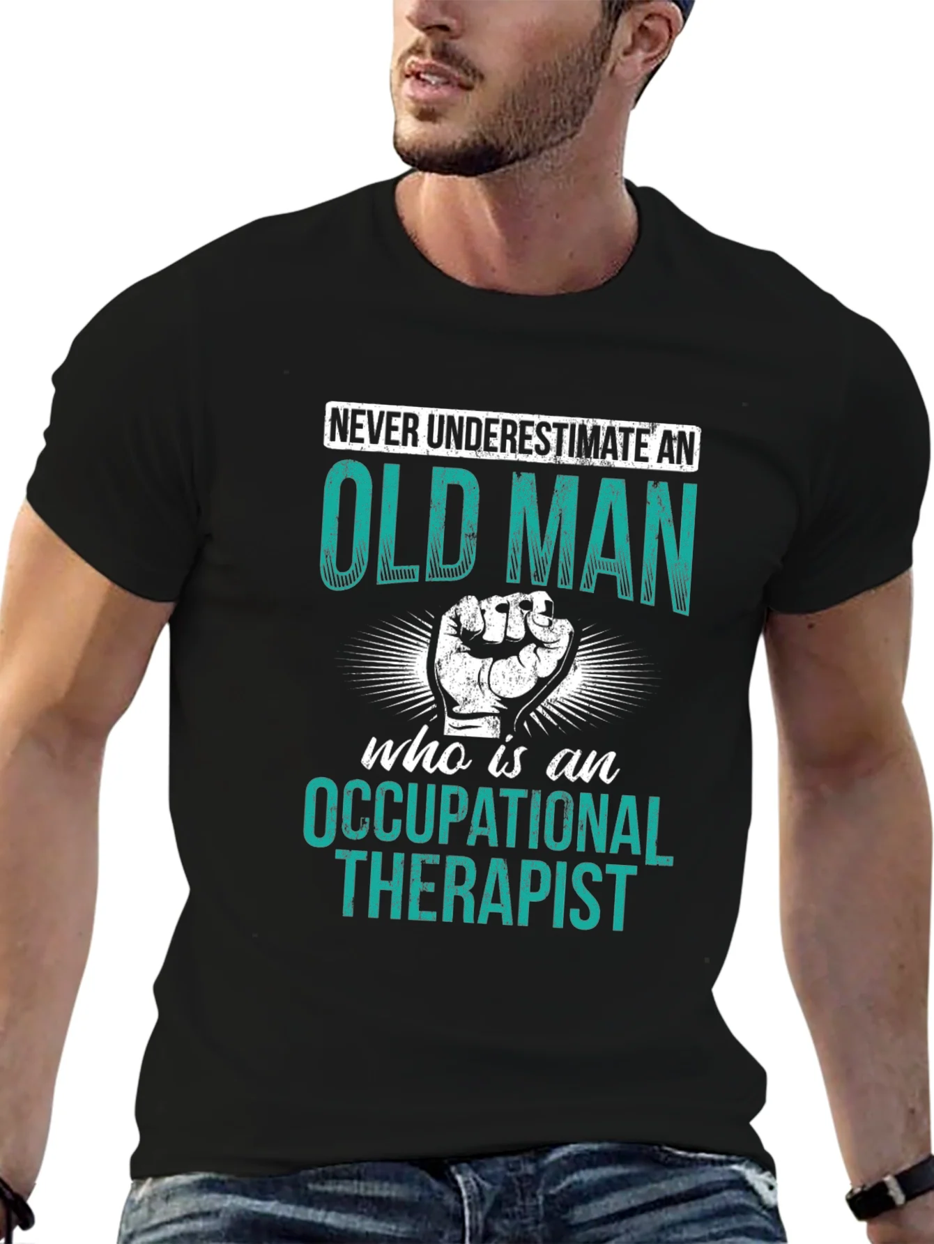 Camiseta Negra Viejo Terapeuta Ocupacional