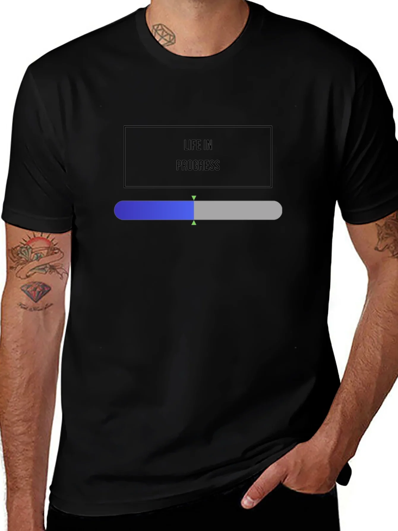 Camiseta Negra Life in Progress para Hombre