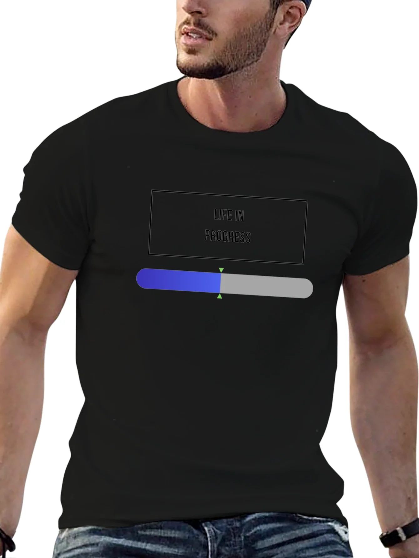 Camiseta Negra Life in Progress para Hombre