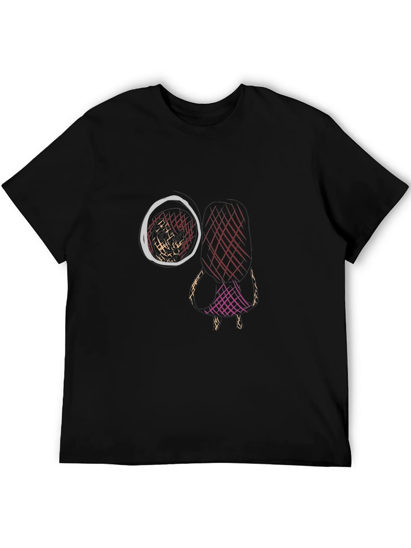 Camiseta Negra Estampada con Dise?o Abstracto