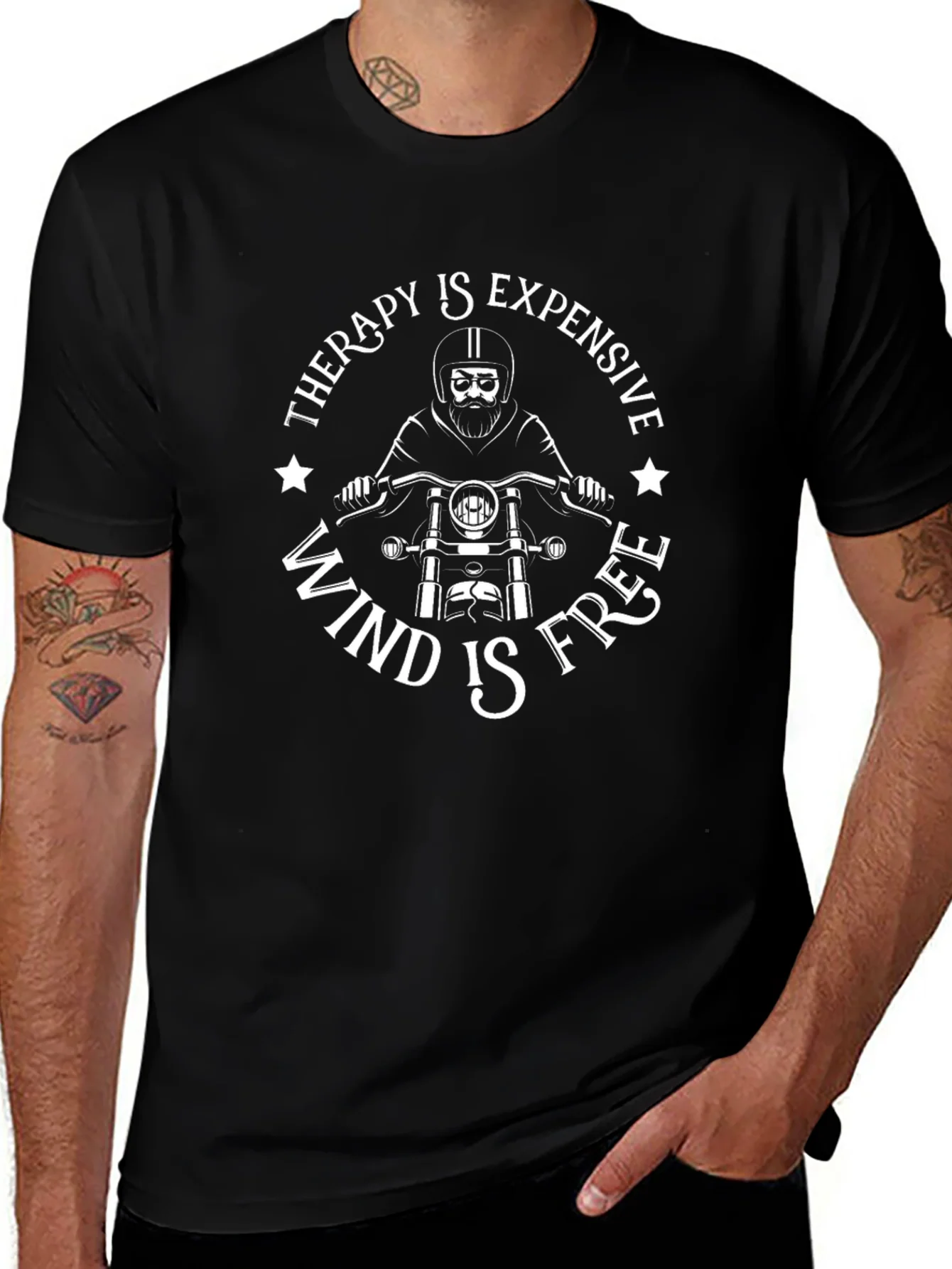 Camiseta Negra: Terapia Cara Viento Gratis