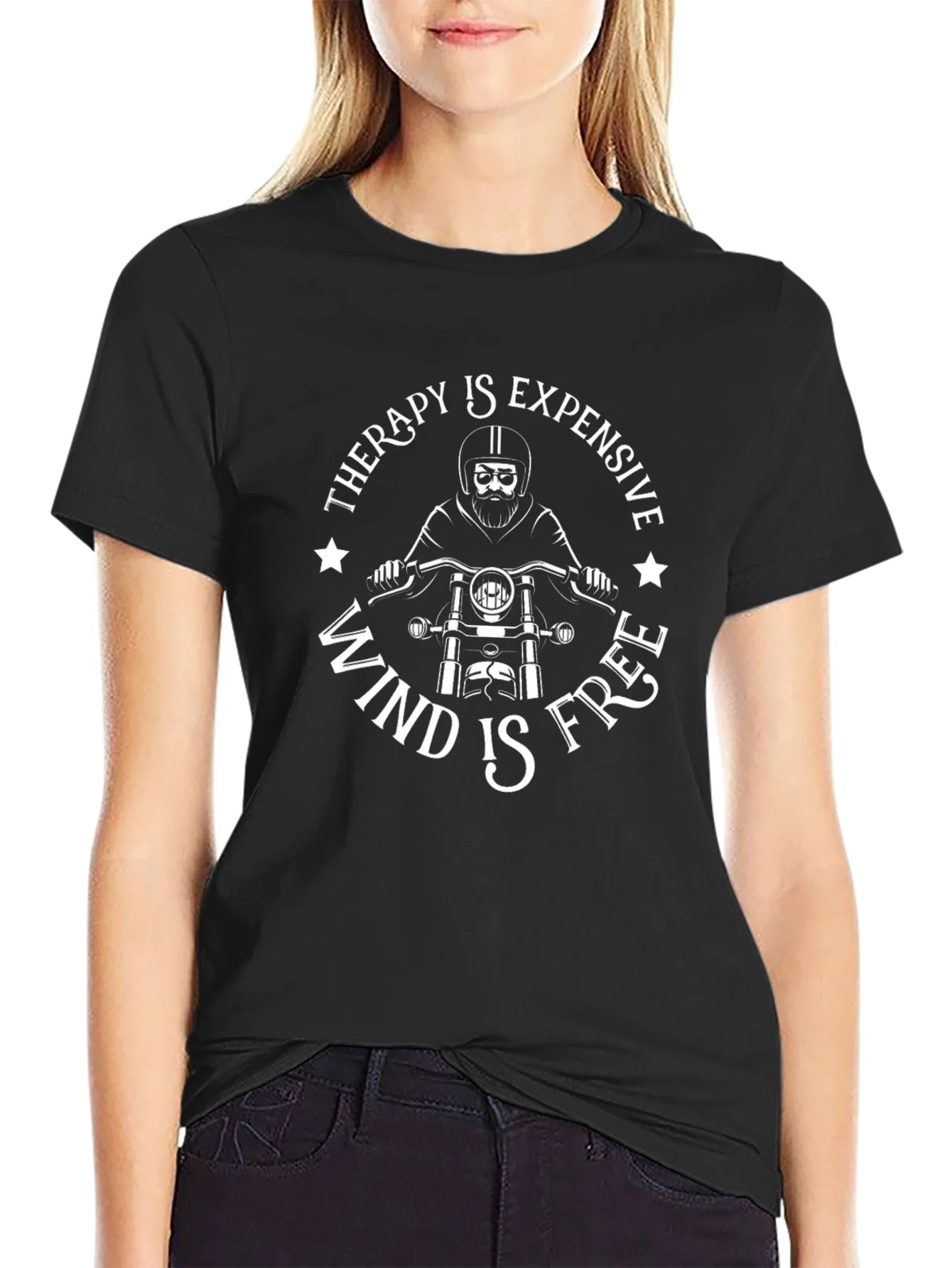 Camiseta Negra: Terapia Cara Viento Gratis