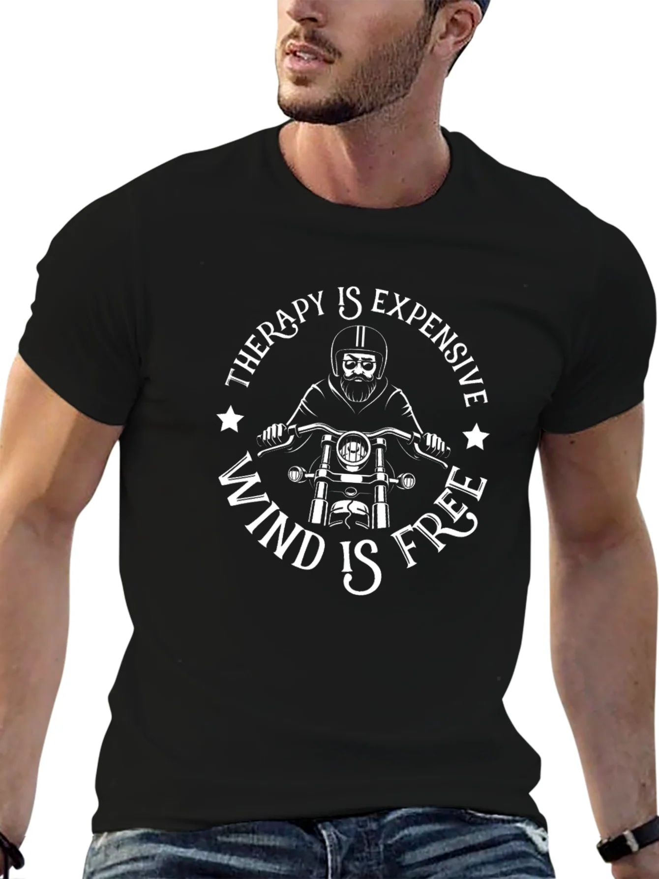 Camiseta Negra: Terapia Cara Viento Gratis