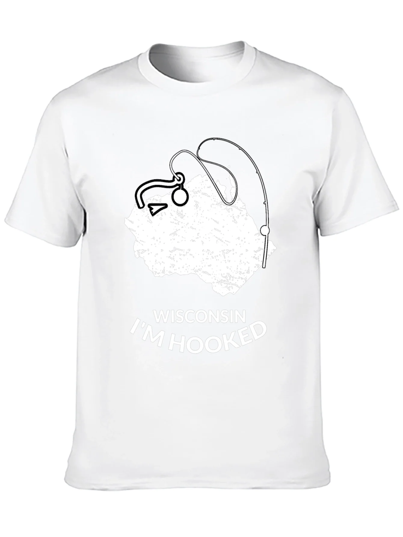 Camiseta Negra Wisconsin Im Hooked para Hombre