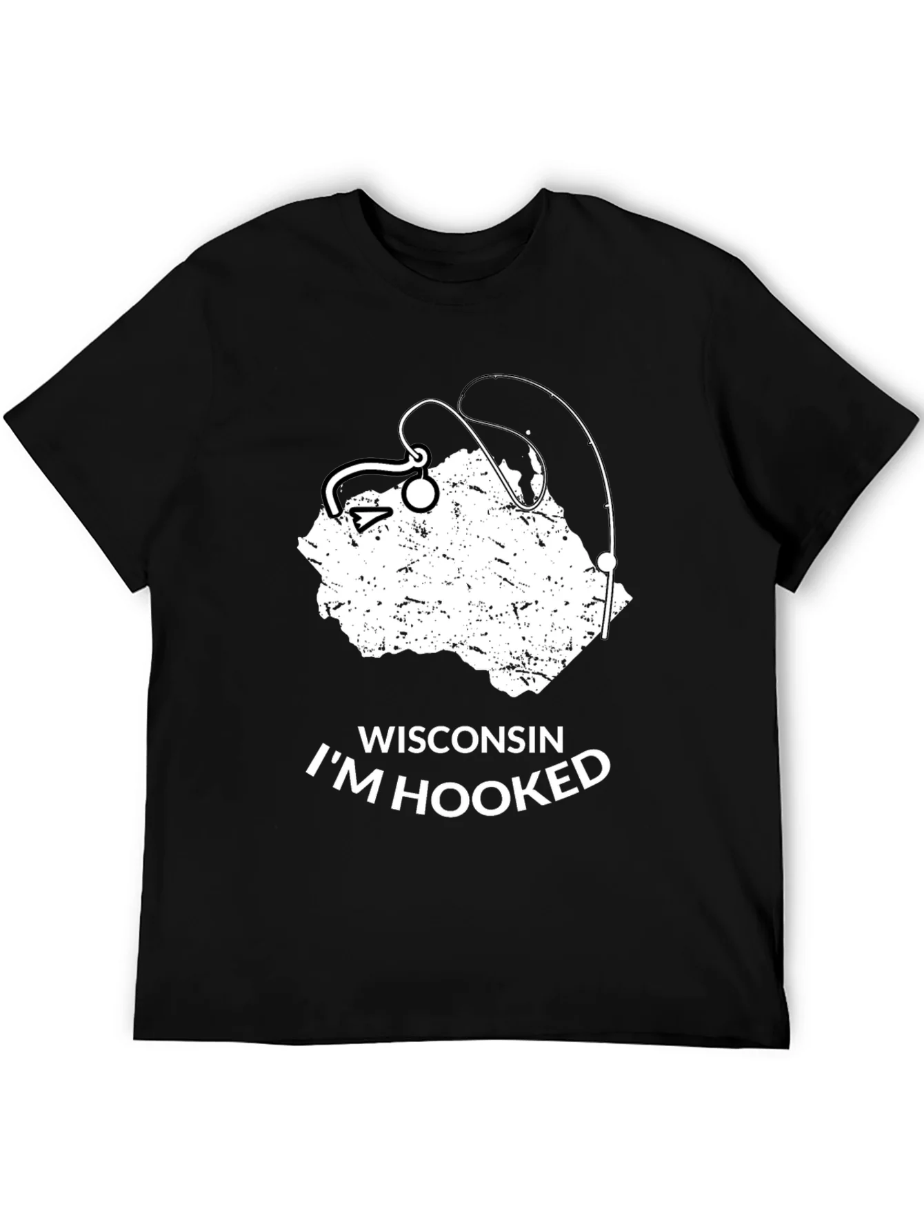 Camiseta Negra Wisconsin Im Hooked para Hombre