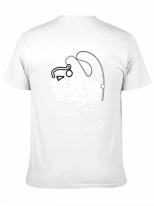 Camiseta Negra Wisconsin Im Hooked para Hombre