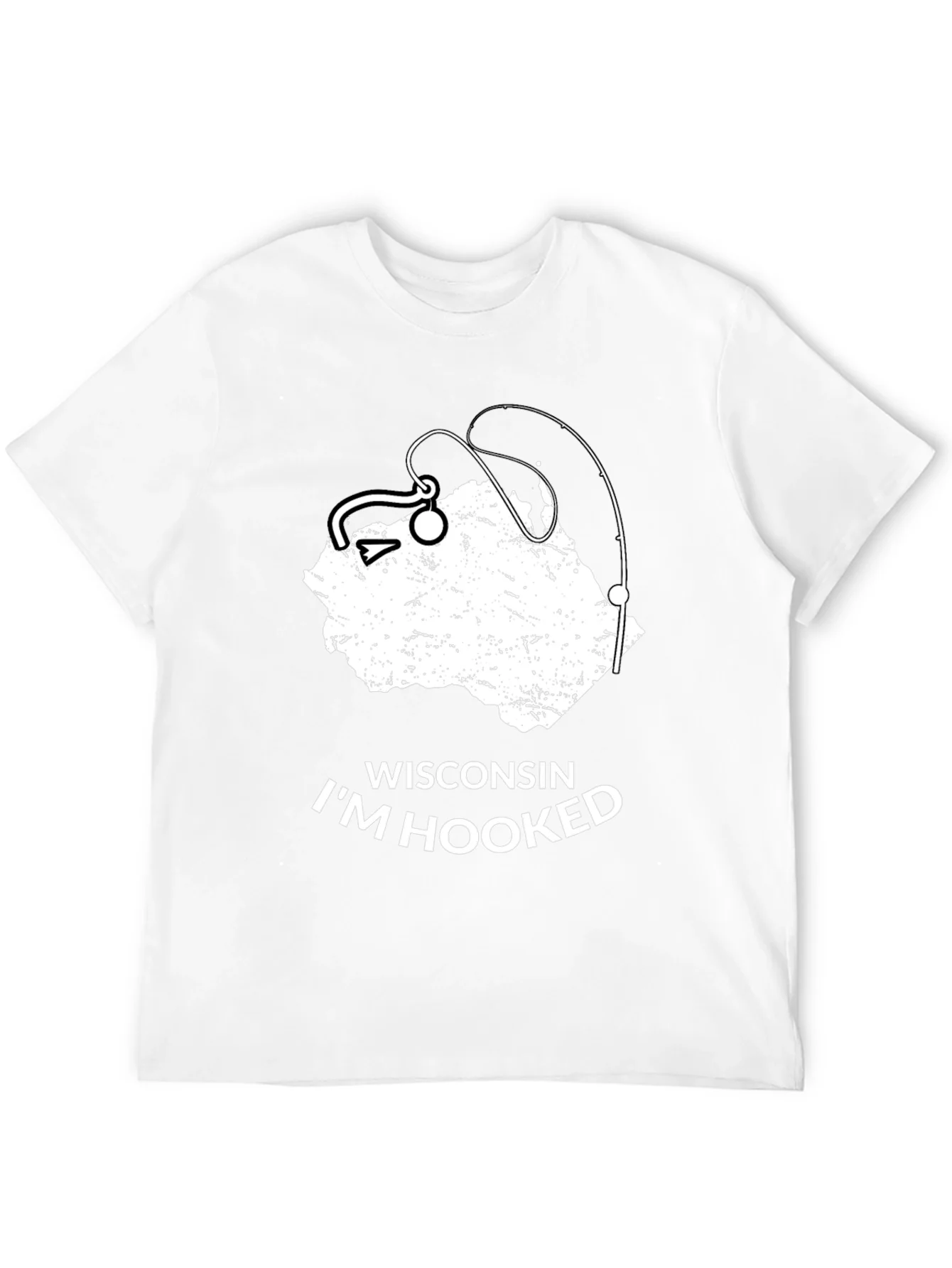 Camiseta Negra Wisconsin Im Hooked para Hombre