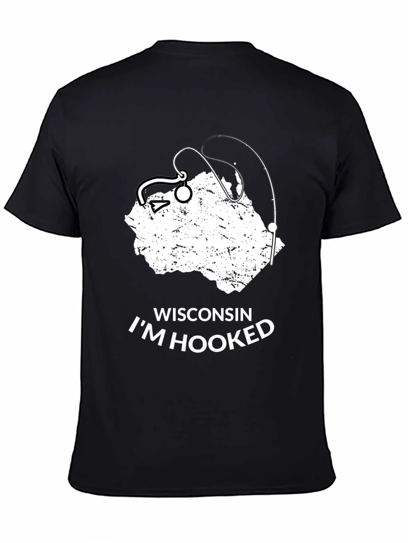Camiseta Negra Wisconsin Im Hooked para Hombre