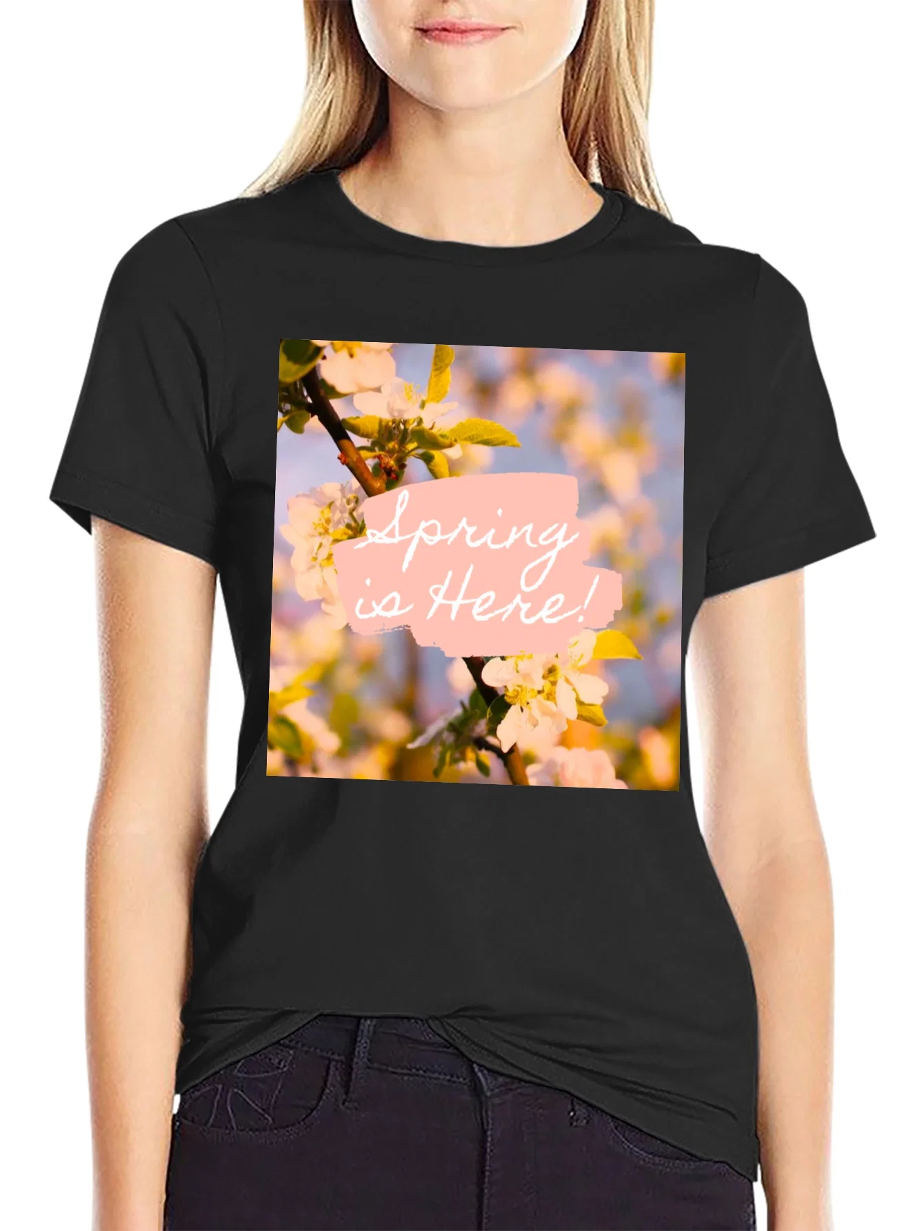 Rebbecca Spring is Here! Graphic T-Shirt - Black