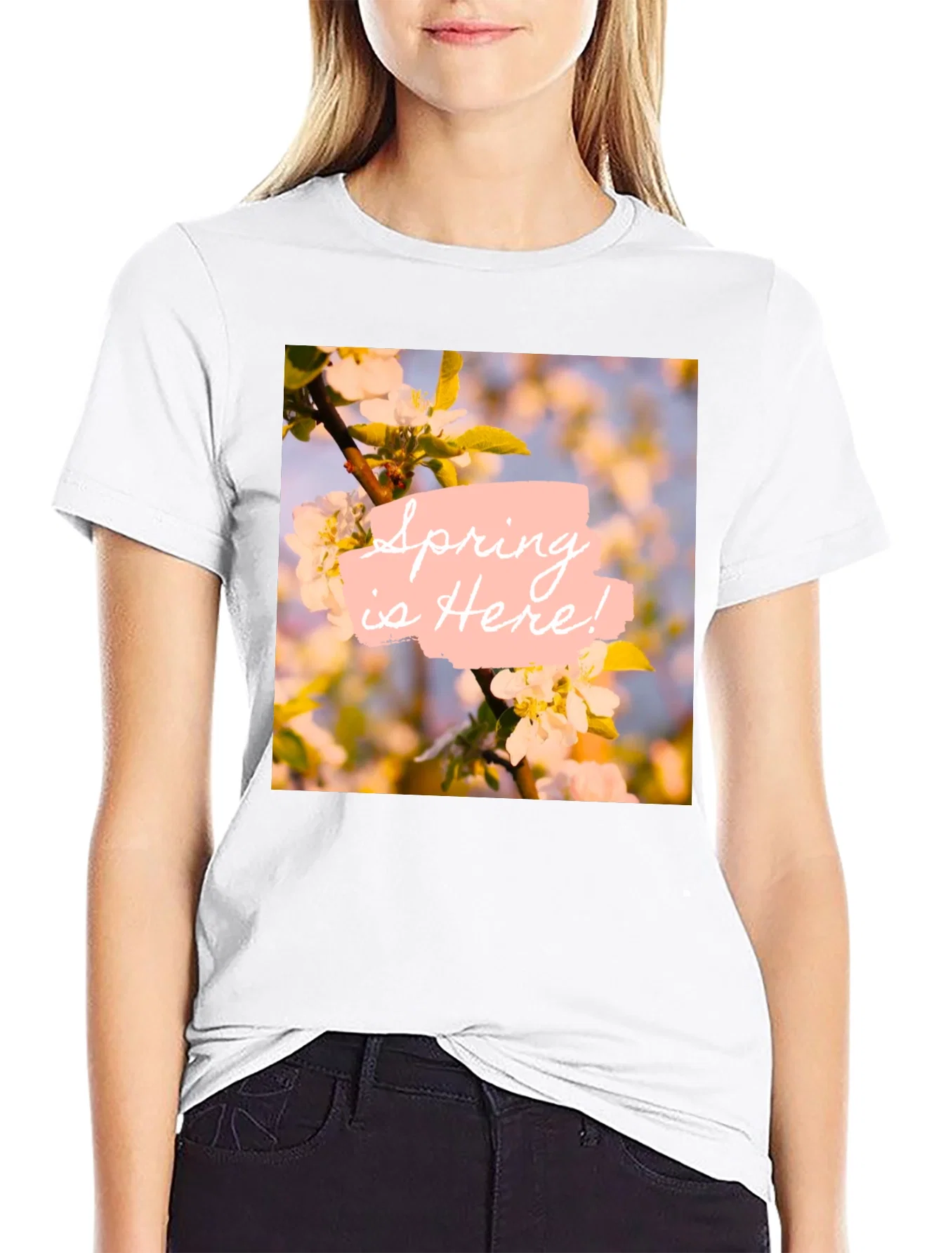 Rebbecca Spring is Here! Graphic T-Shirt - Black