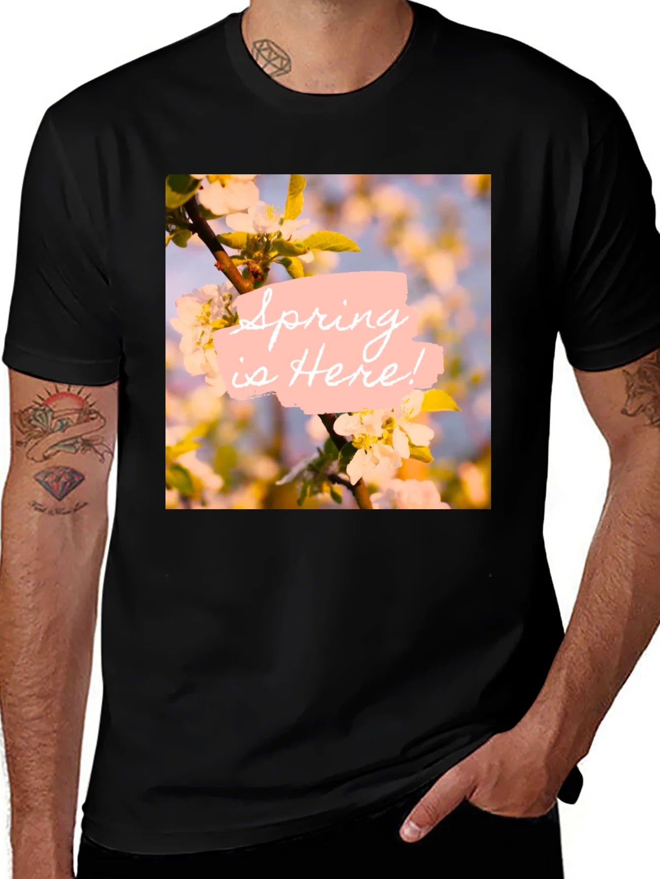 Rebbecca Spring is Here! Graphic T-Shirt - Black