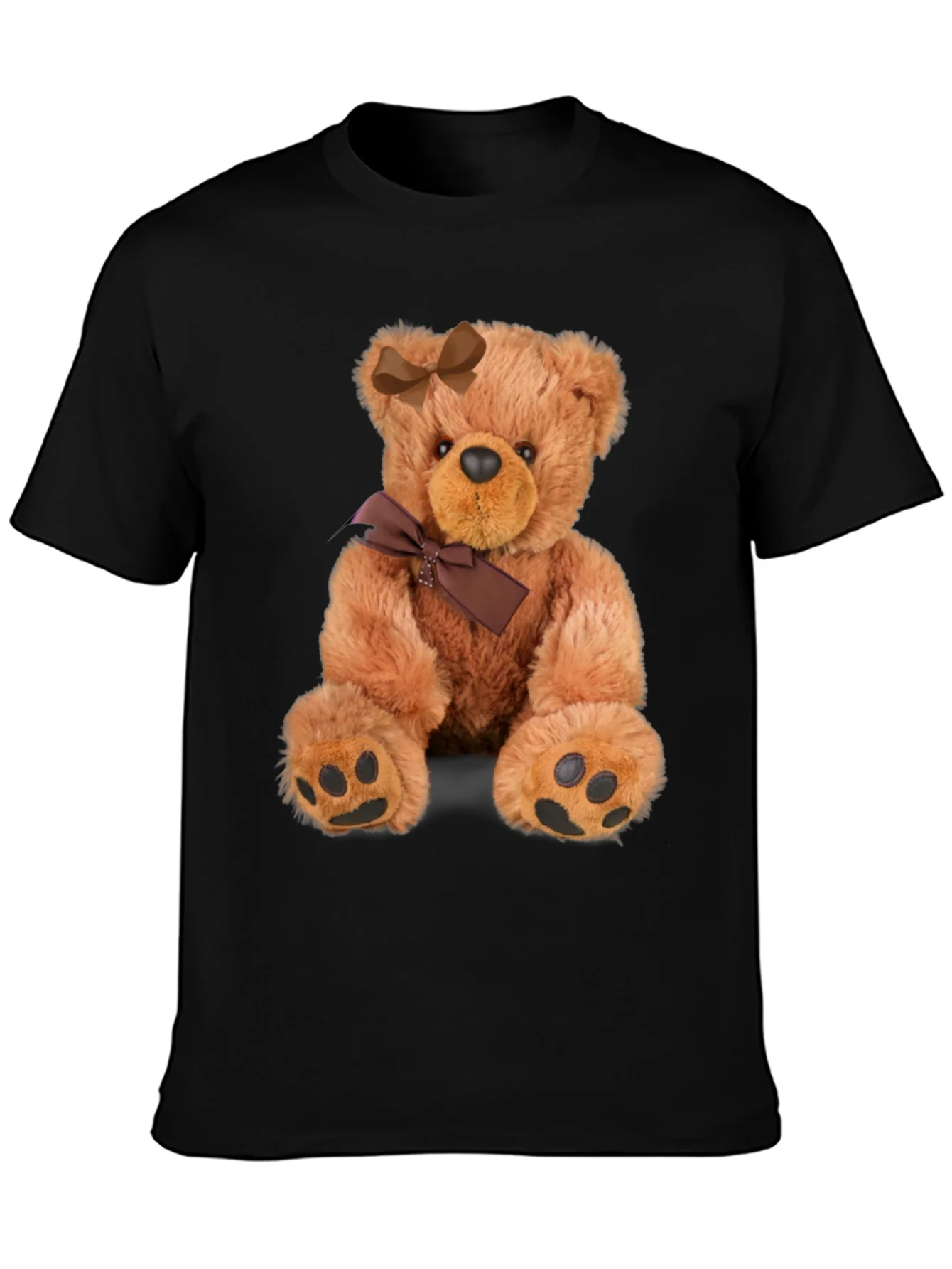 Camiseta Negra con Adorable Oso de Peluche