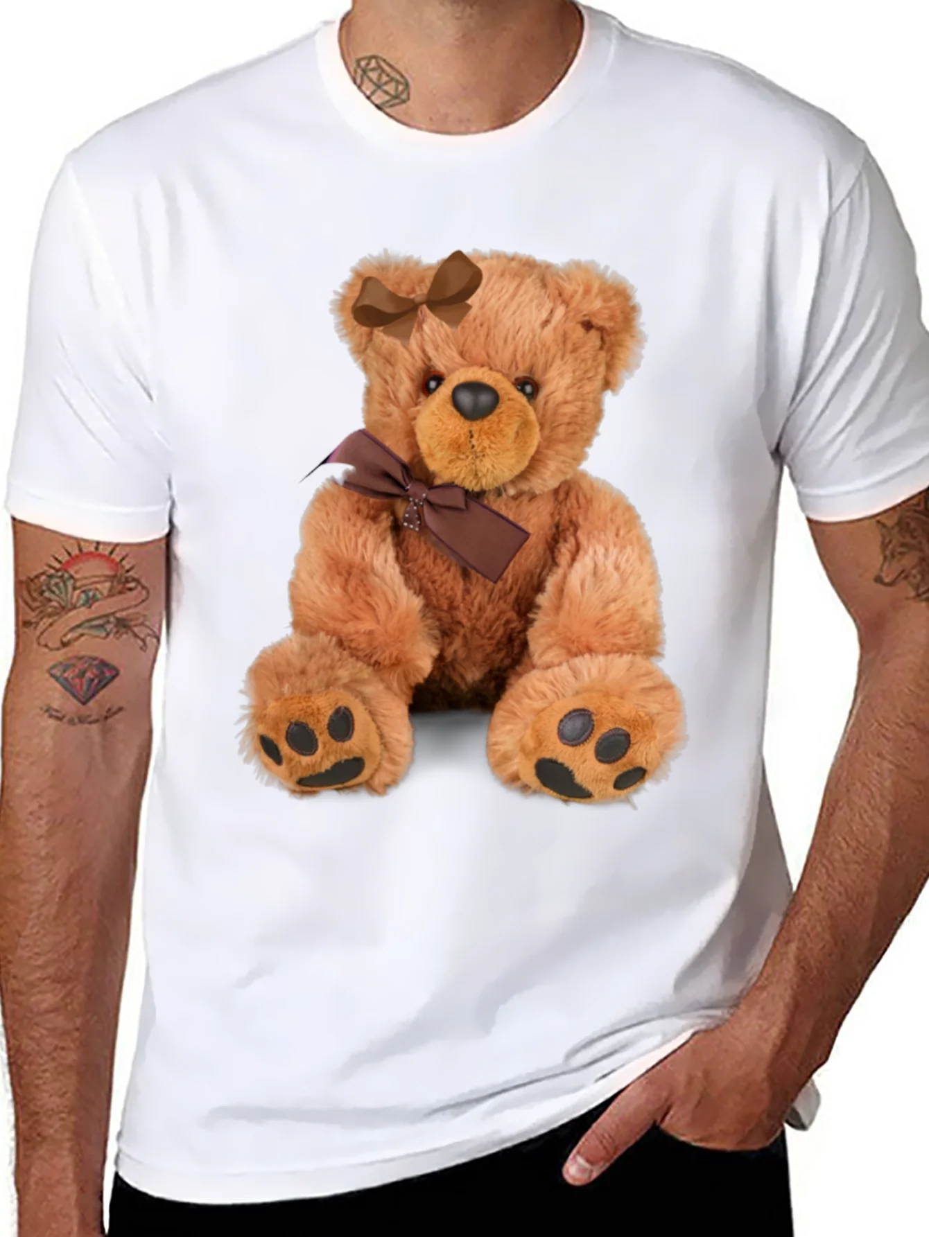 Camiseta Negra con Adorable Oso de Peluche