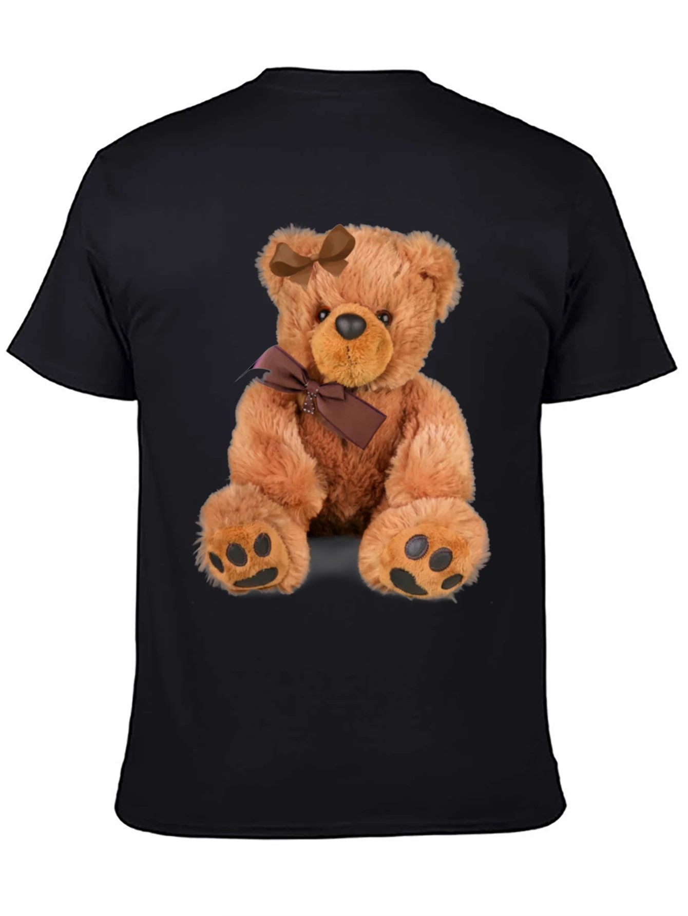 Camiseta Negra con Adorable Oso de Peluche
