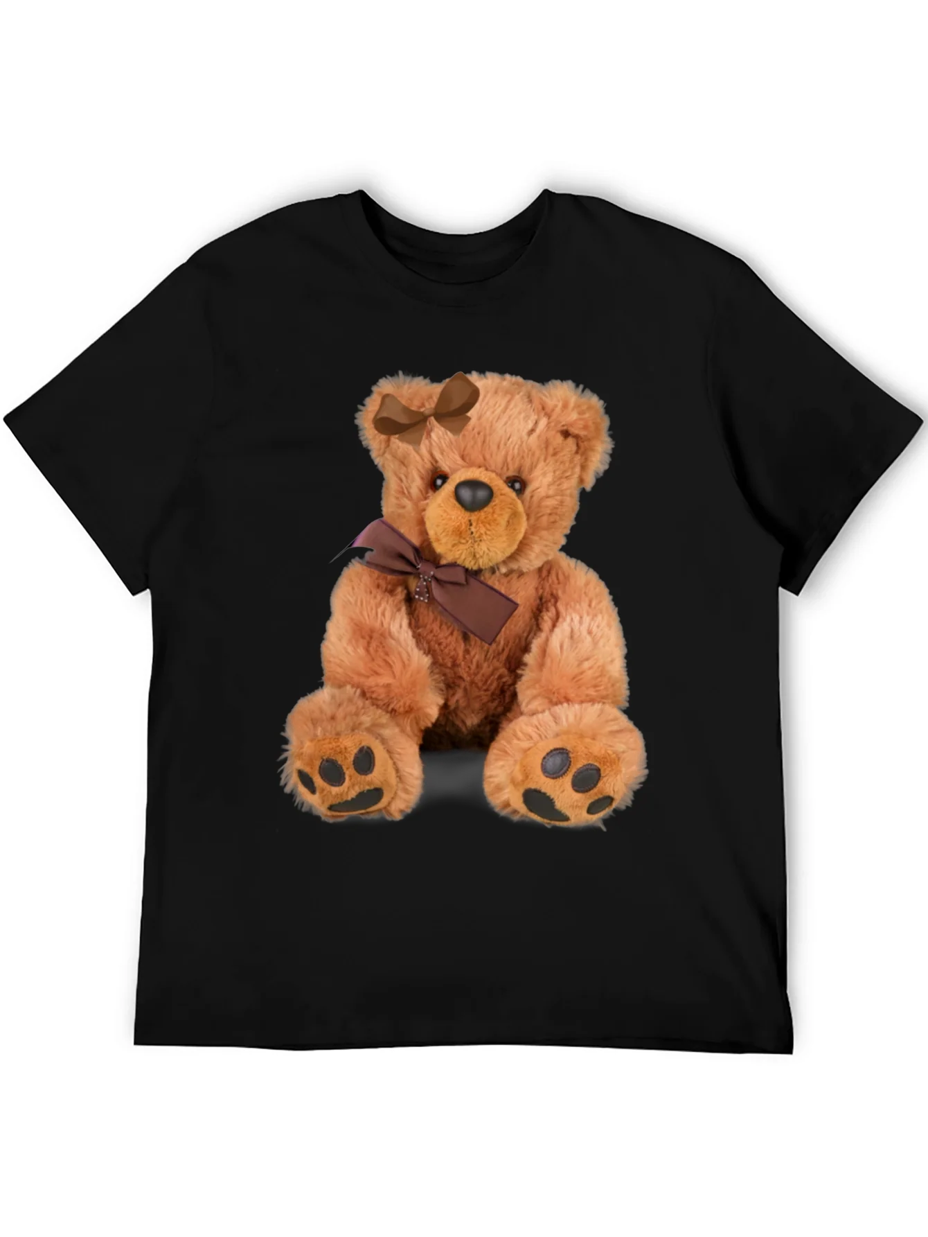 Camiseta Negra con Adorable Oso de Peluche