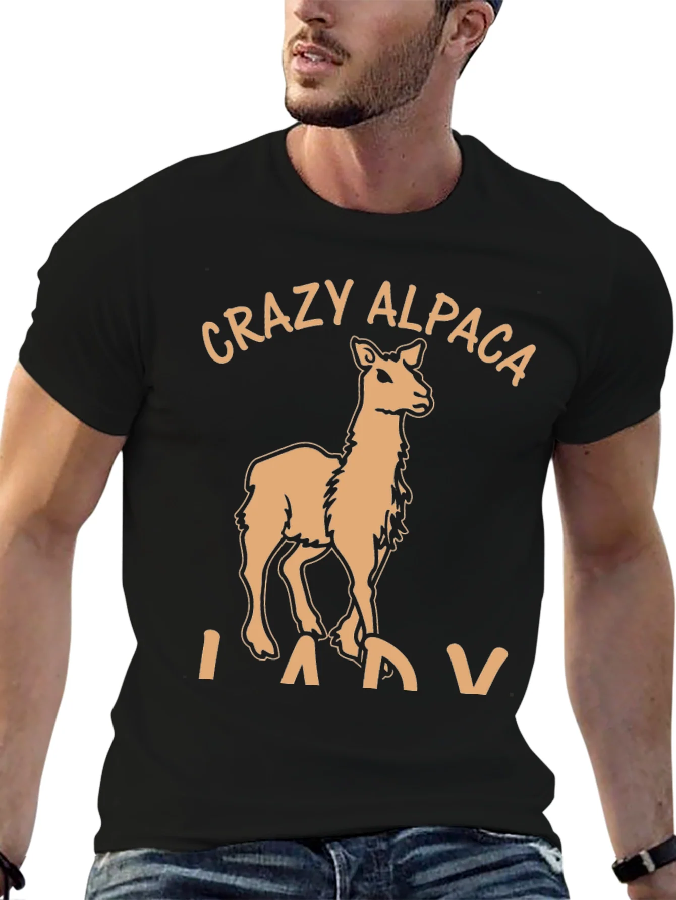 Rebbecca Crazy Alpaca Lady T-Shirt Funny Alpaca Graphic Tee
