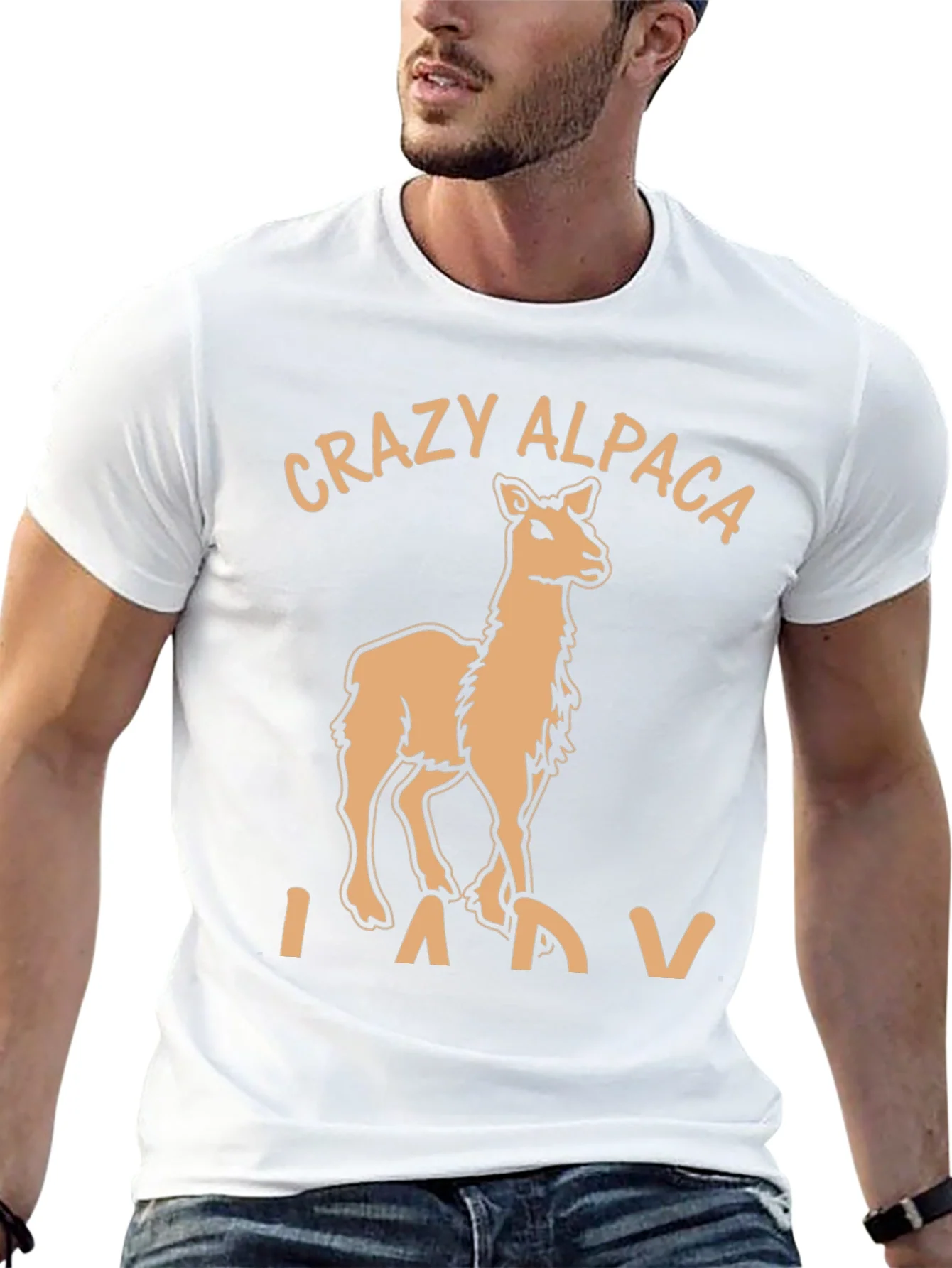 Rebbecca Crazy Alpaca Lady T-Shirt Funny Alpaca Graphic Tee