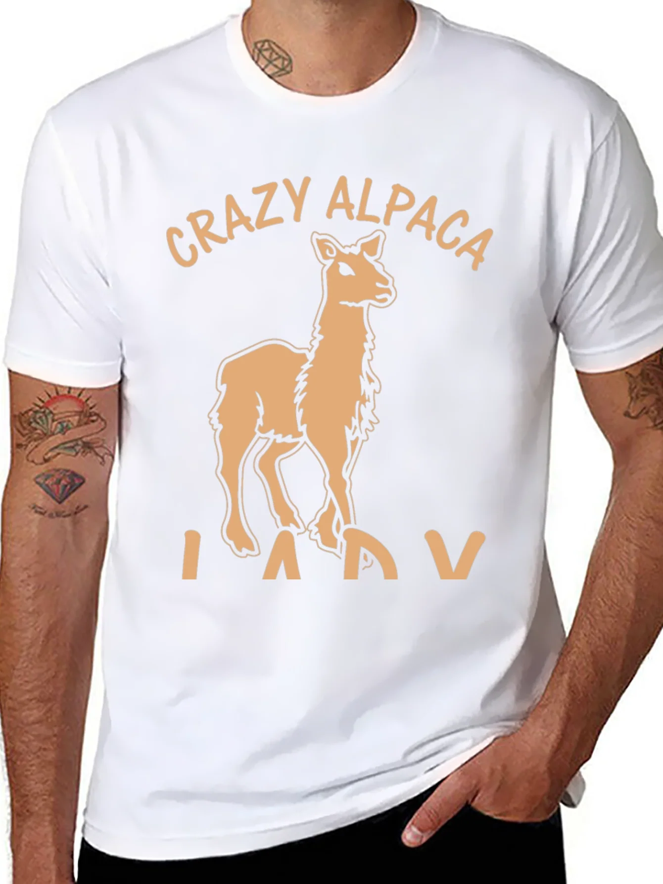 Rebbecca Crazy Alpaca Lady T-Shirt Funny Alpaca Graphic Tee