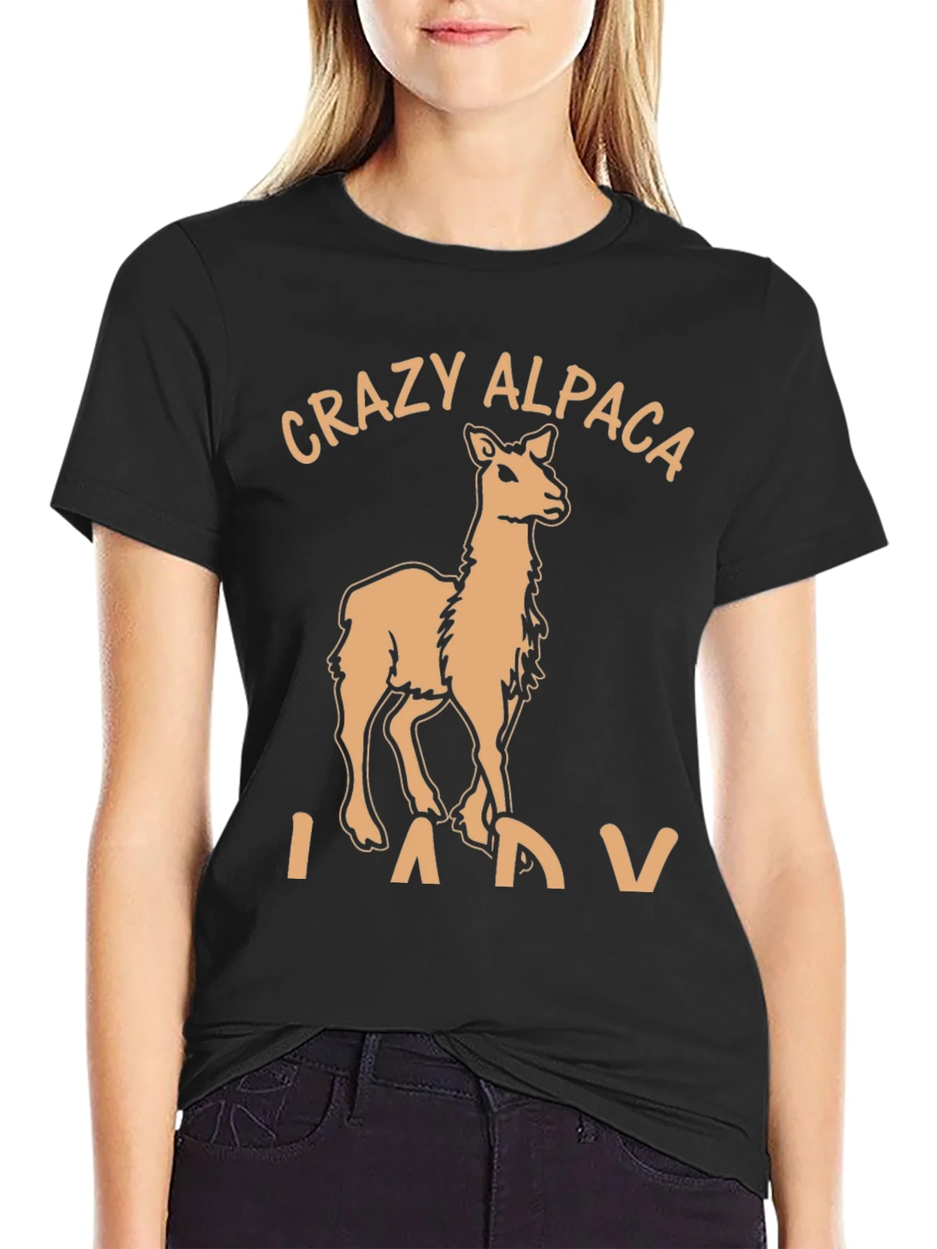 Rebbecca Crazy Alpaca Lady T-Shirt Funny Alpaca Graphic Tee