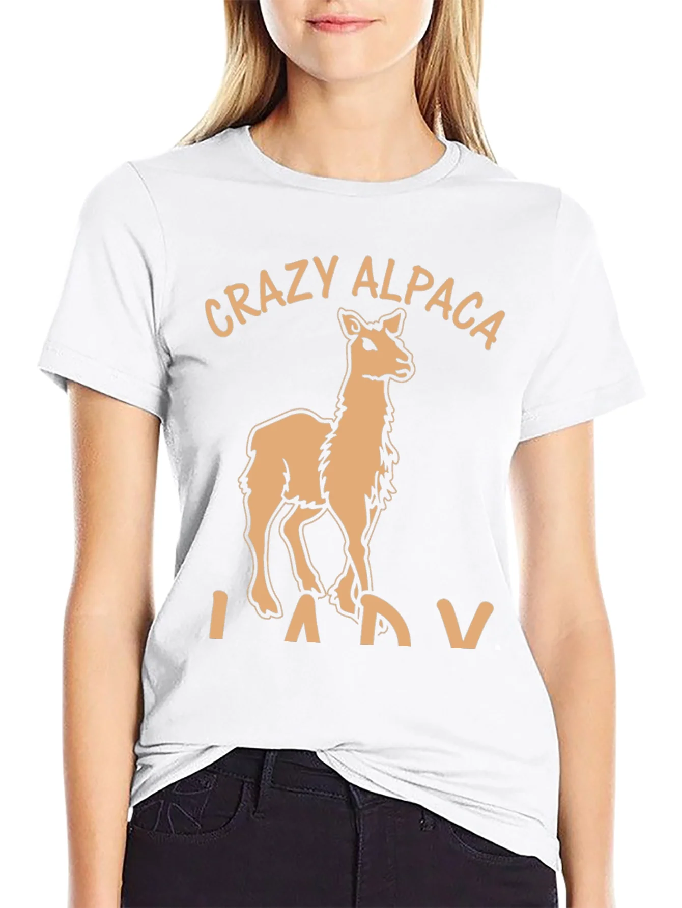 Rebbecca Crazy Alpaca Lady T-Shirt Funny Alpaca Graphic Tee