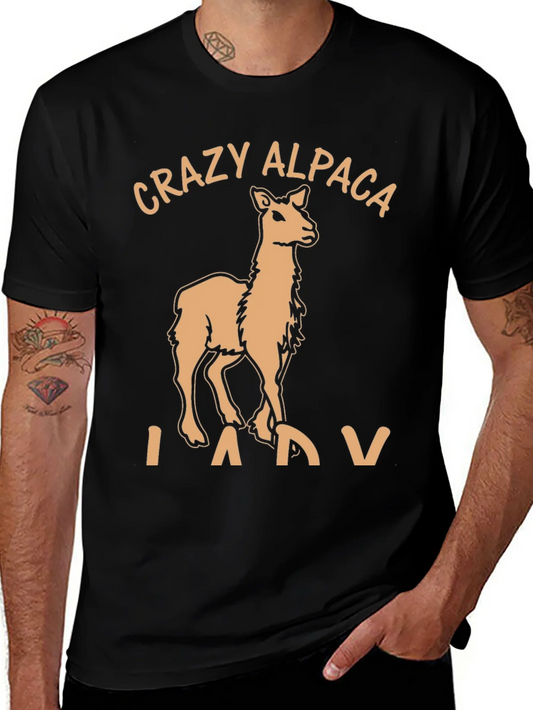 Rebbecca Crazy Alpaca Lady T-Shirt Funny Alpaca Graphic Tee