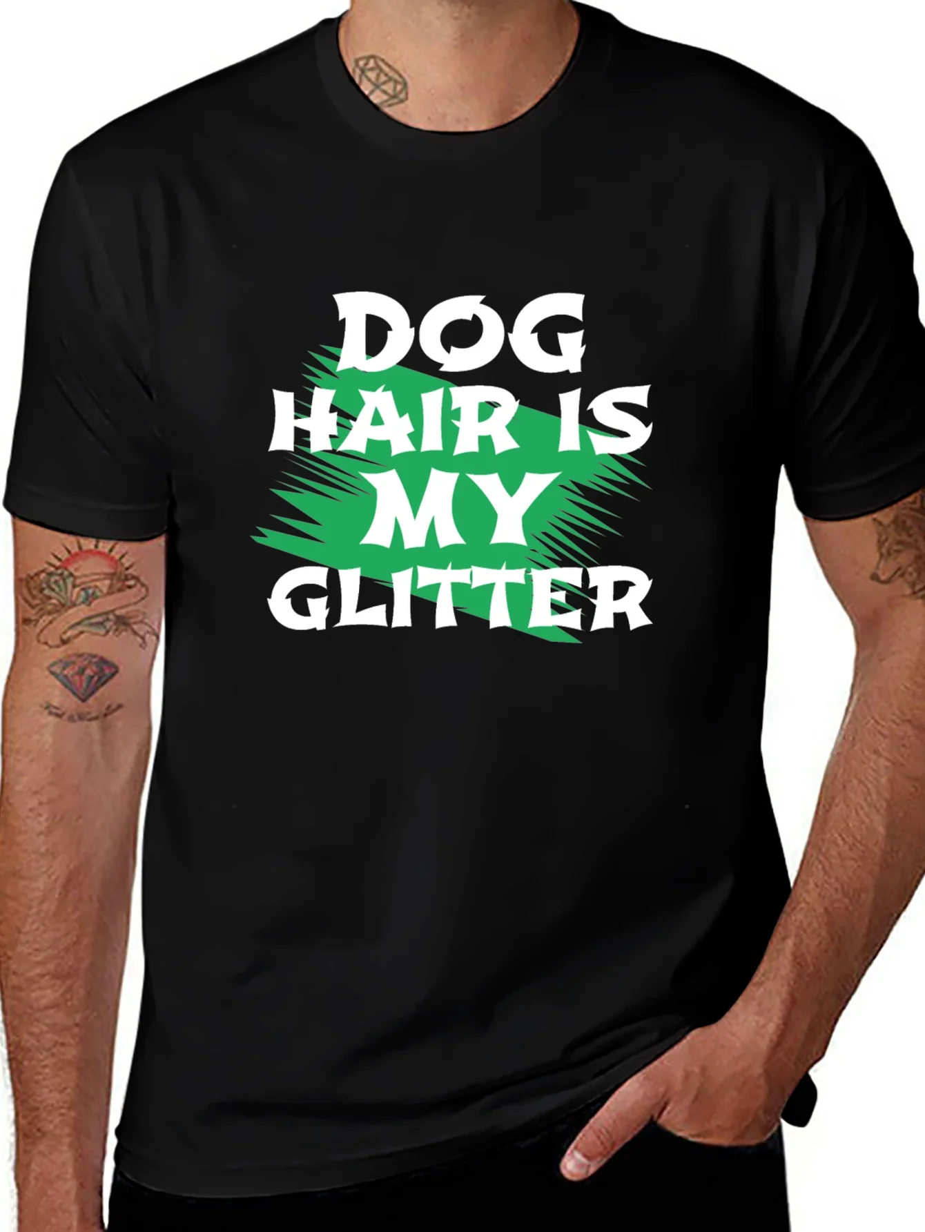 Camiseta Negra Dog Hair is My Glitter