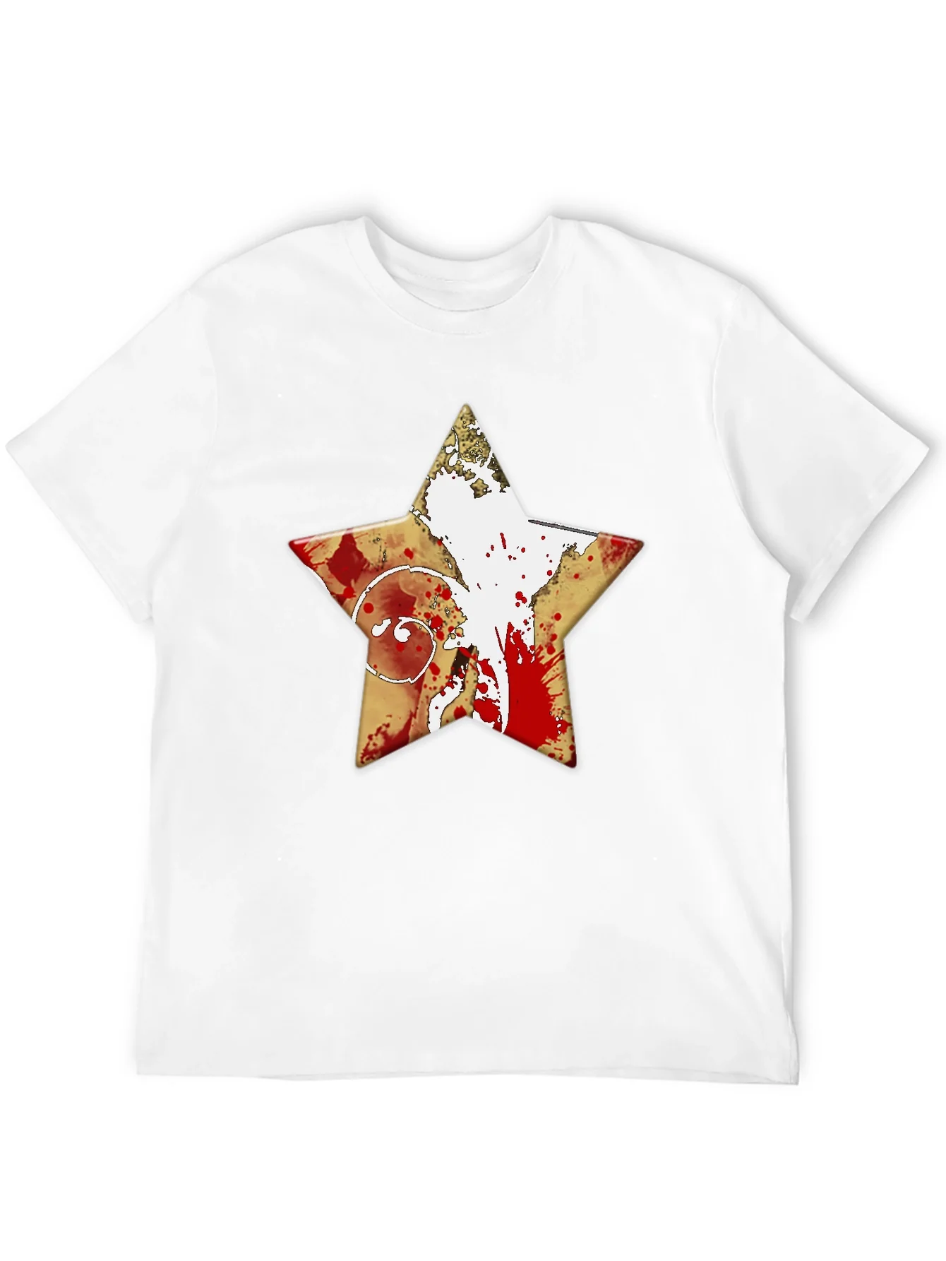 Camiseta Negra Estrella con Dise?o Abstracto
