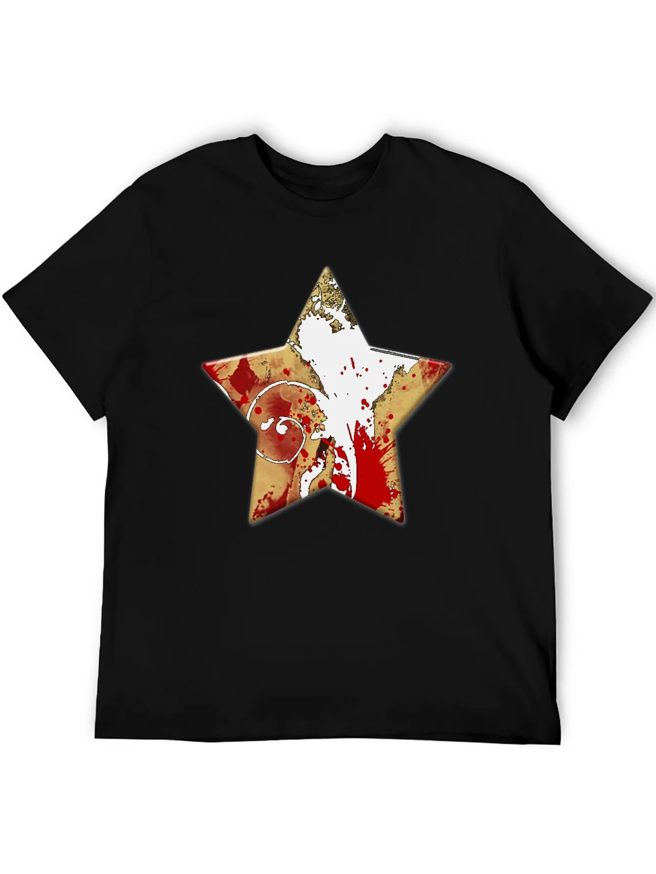 Camiseta Negra Estrella con Dise?o Abstracto