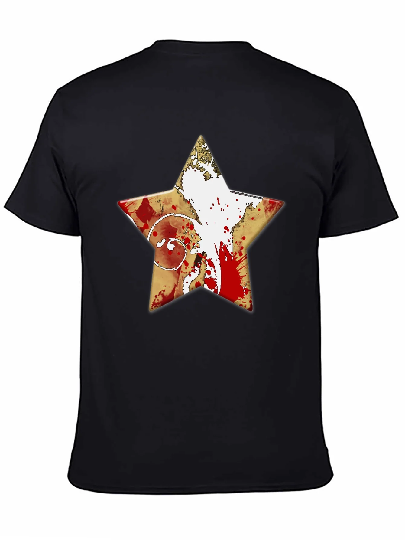 Camiseta Negra Estrella con Dise?o Abstracto