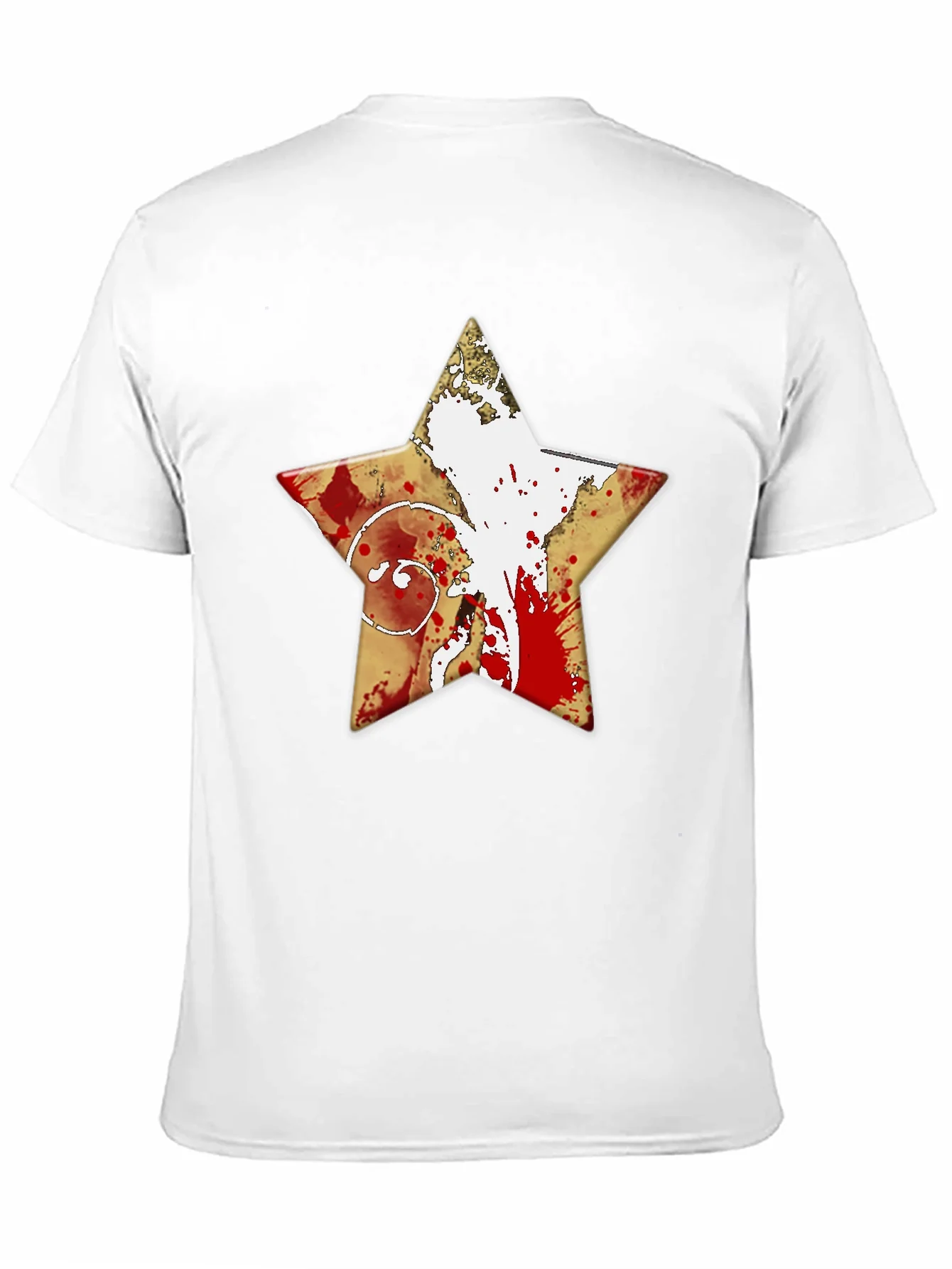 Camiseta Negra Estrella con Dise?o Abstracto