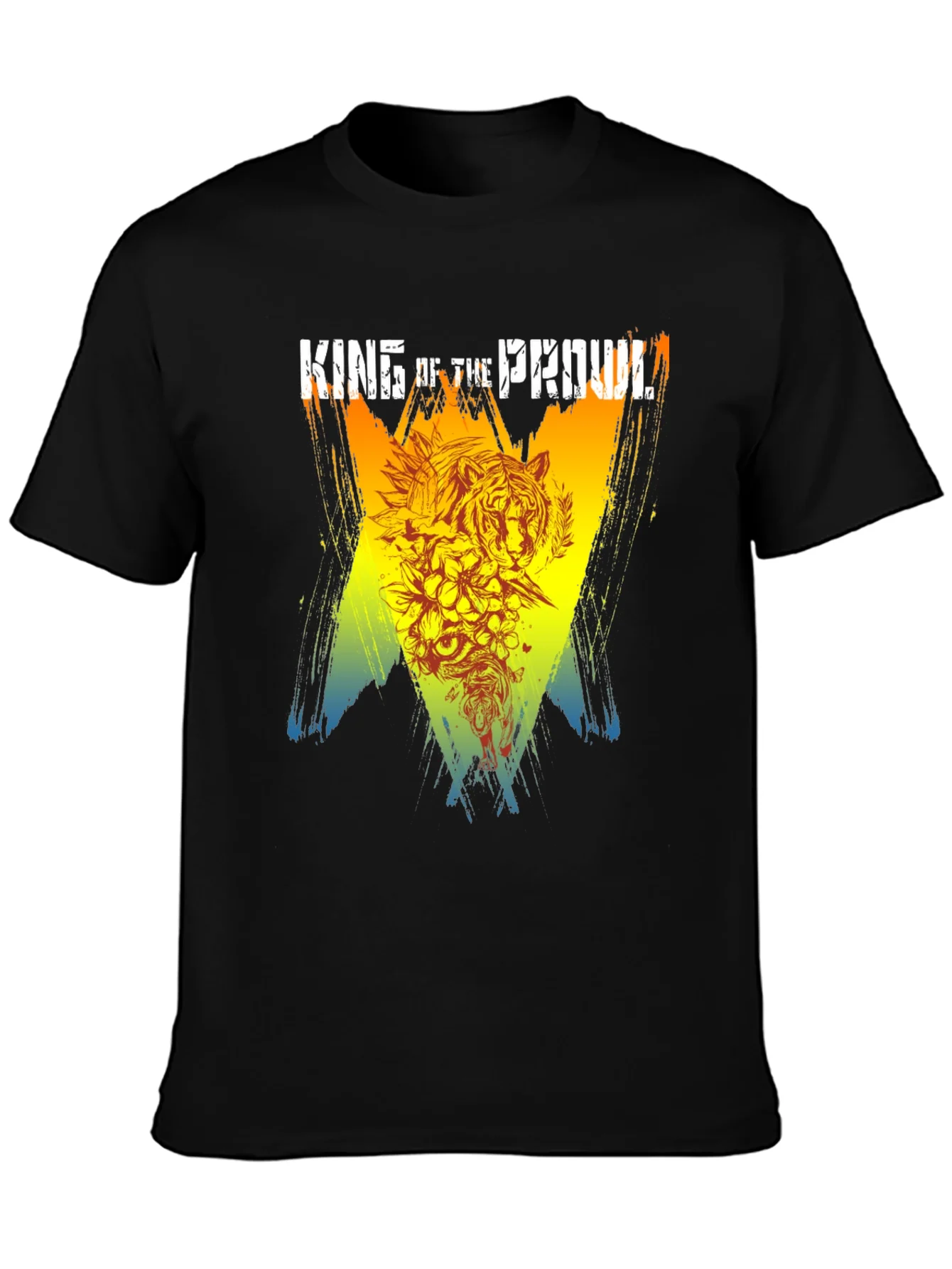 Camiseta Negra Rey del Merodeo con Dise?o de Tigre
