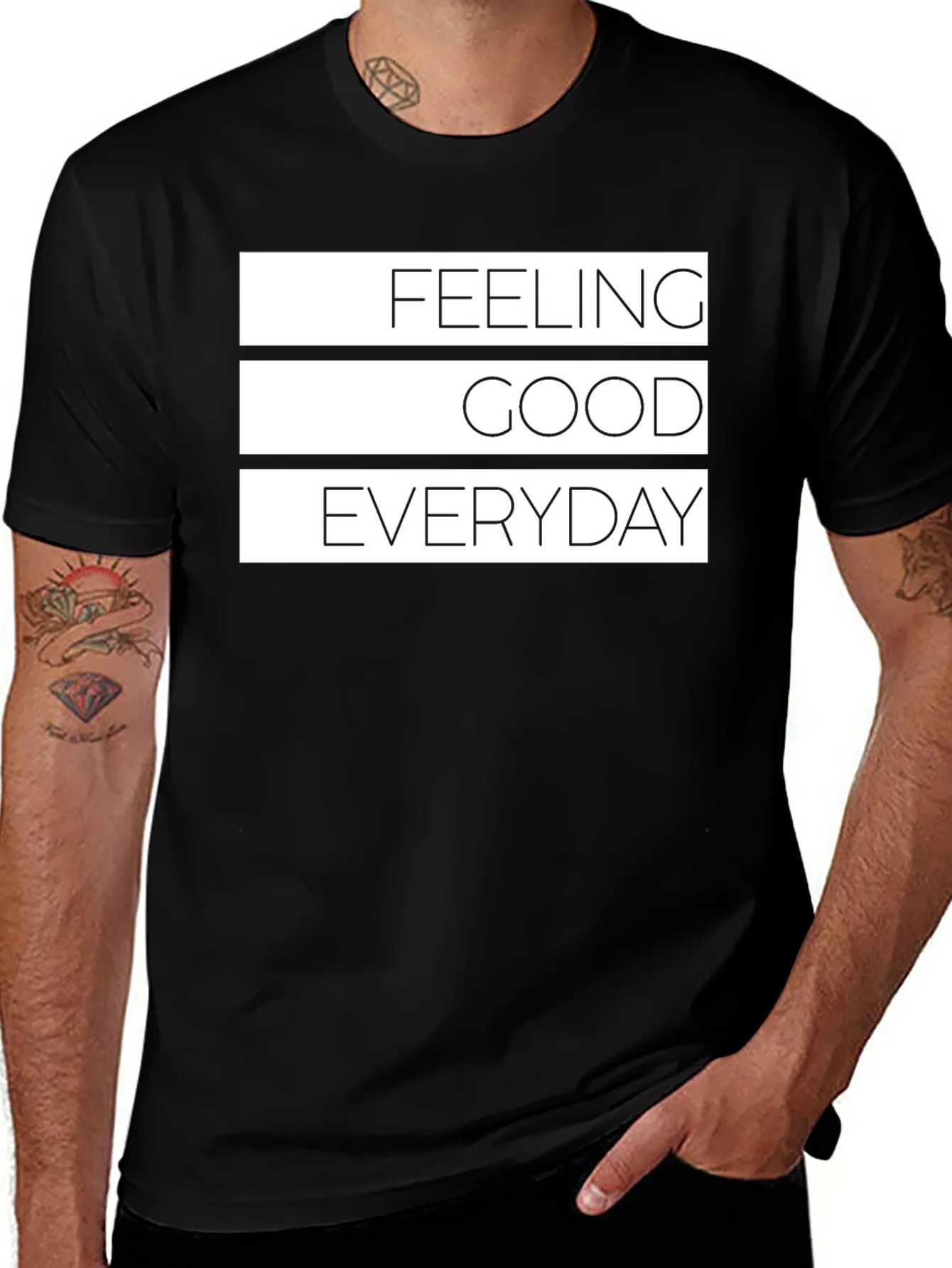 Rebbecca Feeling Good Everyday Black Graphic Tee