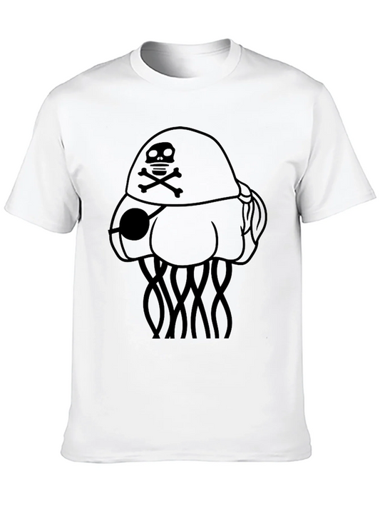 Rebbecca Pirate Jellyfish Graphic Tee - Black Cotton T-Shirt