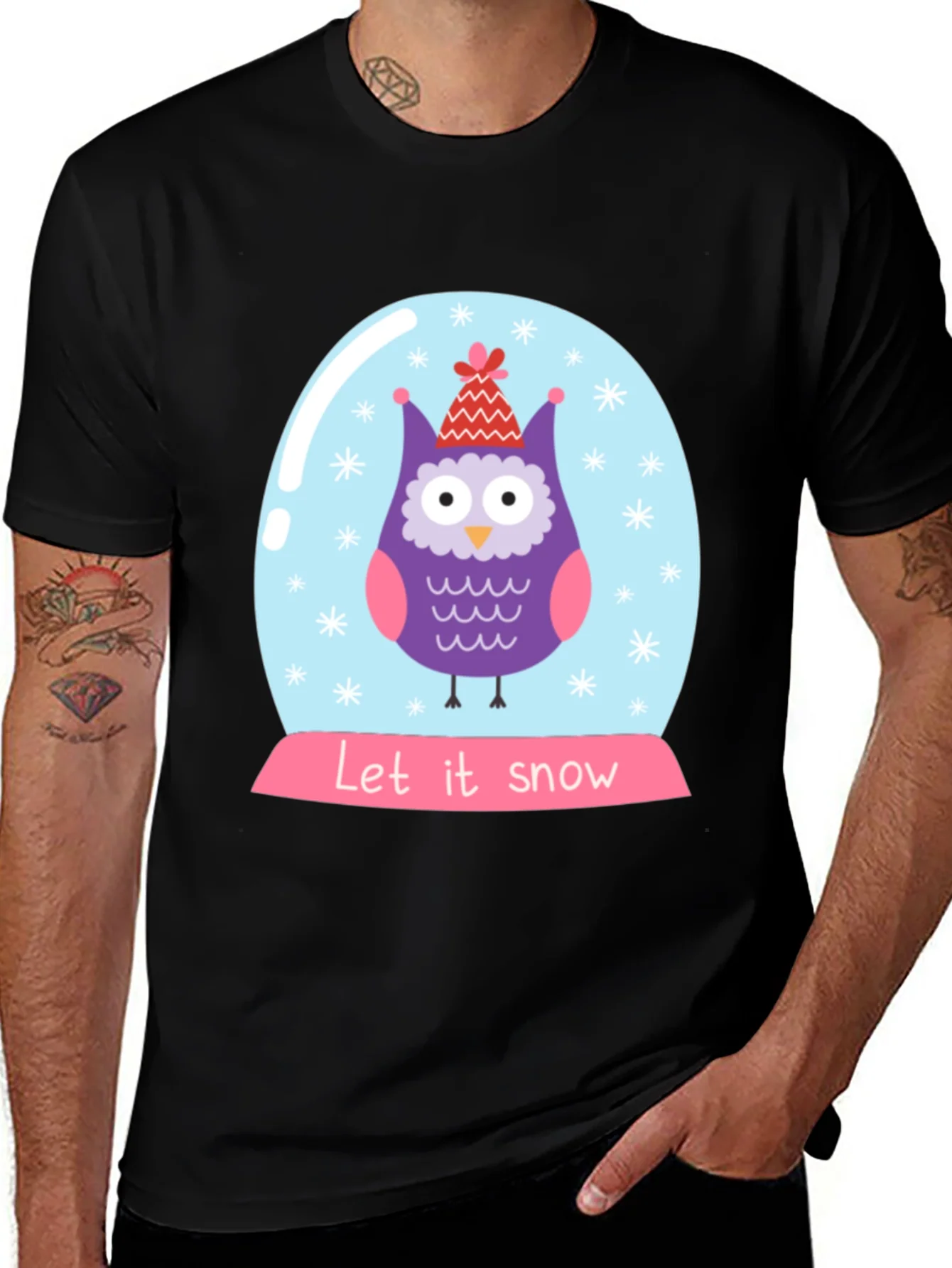 Camiseta Negra con B¨²ho Navide?o Let it Snow