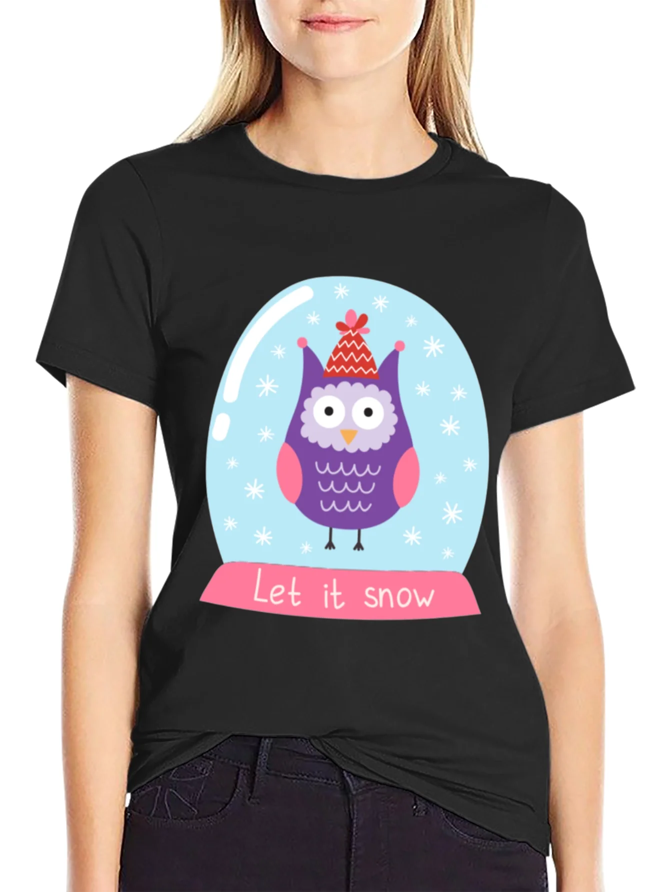 Camiseta Negra con B¨²ho Navide?o Let it Snow