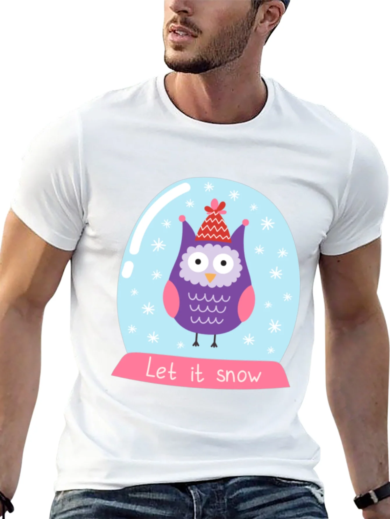 Camiseta Negra con B¨²ho Navide?o Let it Snow