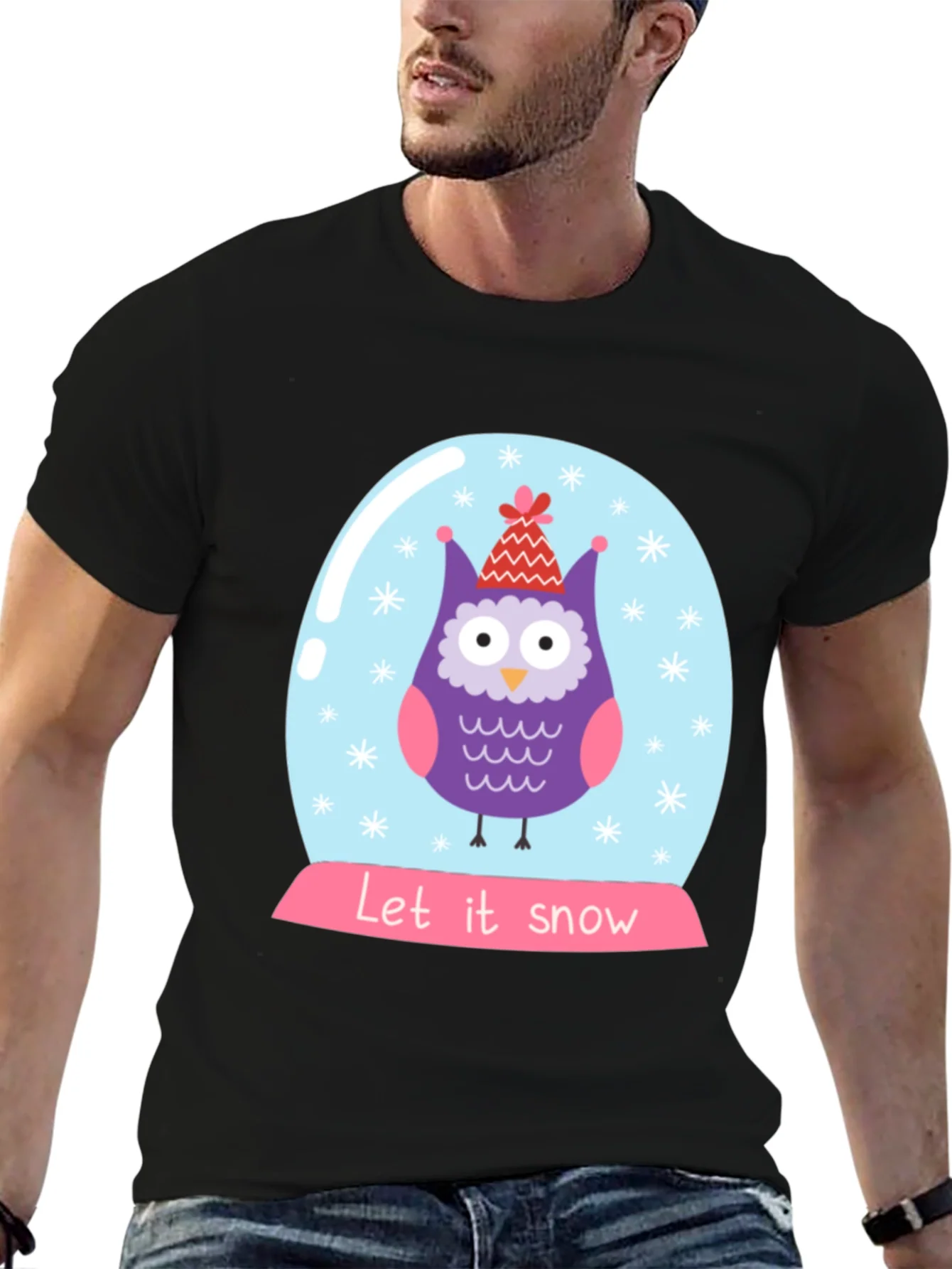 Camiseta Negra con B¨²ho Navide?o Let it Snow