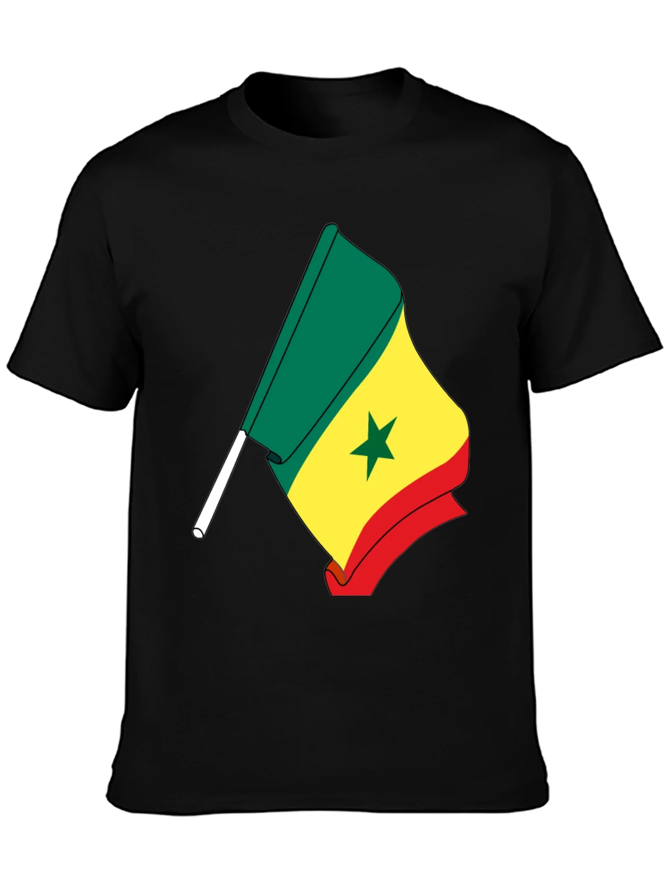 Camiseta Negra con Bandera de Senegal