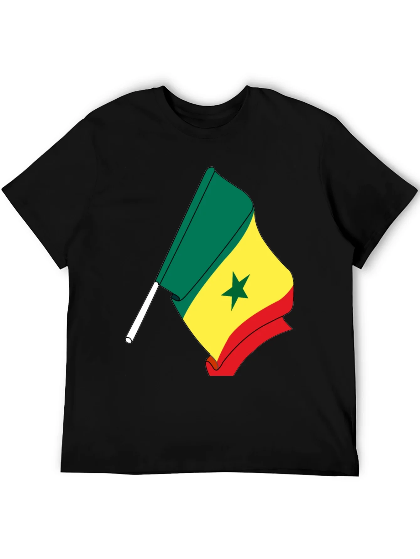 Camiseta Negra con Bandera de Senegal