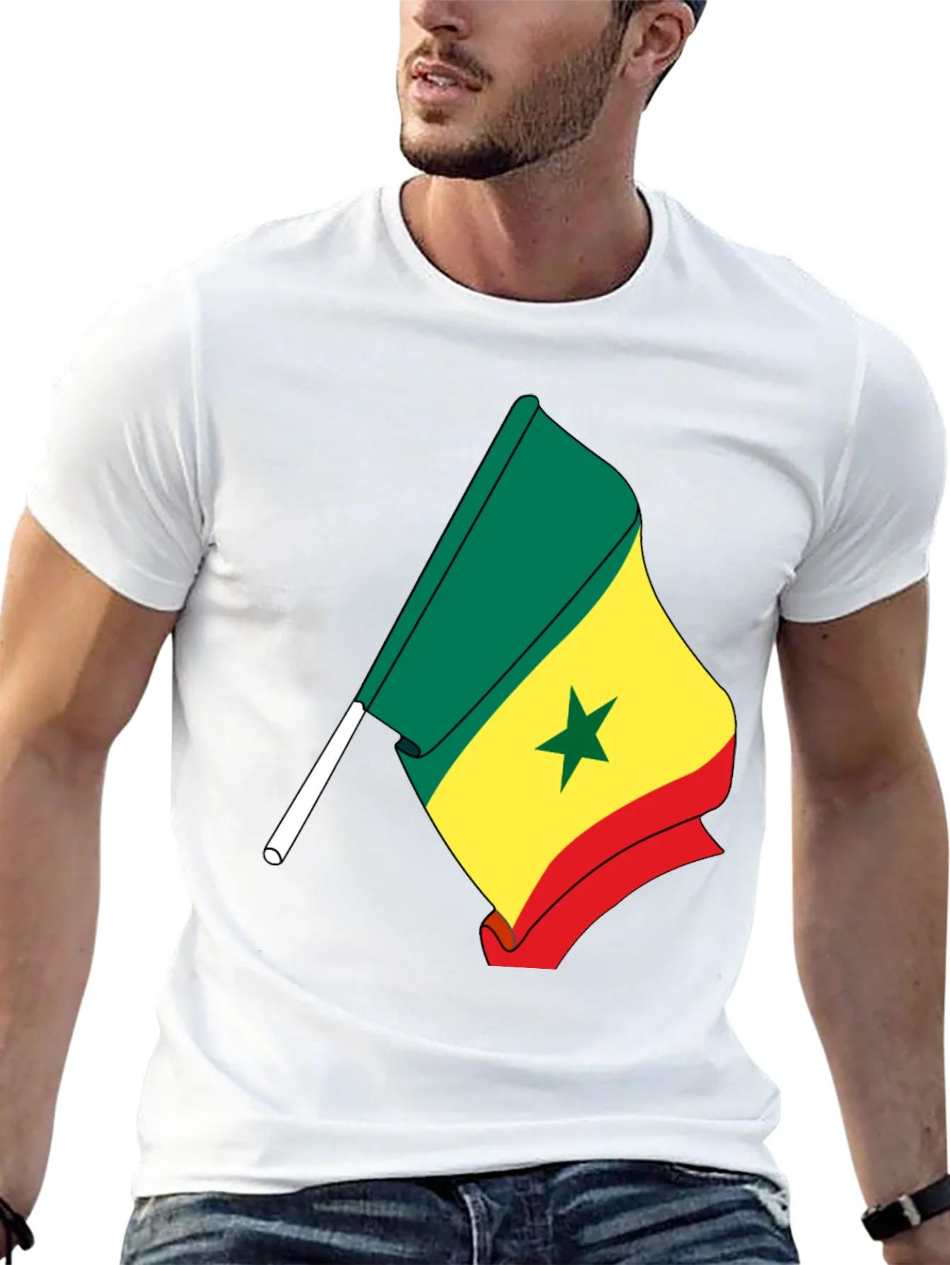 Camiseta Negra con Bandera de Senegal
